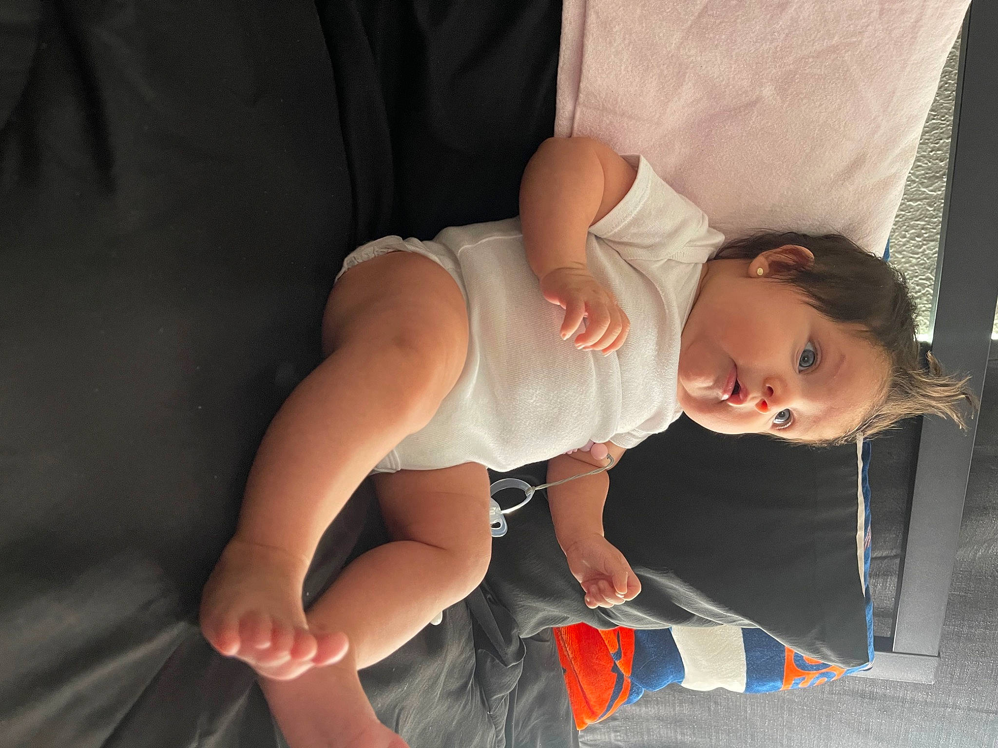 Aniyah joined the competition — help win amazing prizes! arm, baby, baby_toddler_clothing, comfort, elbow, finger, flash_photography, flooring, gesture, hand, happy, human_leg, joint, knee, leg, mouth, person, skin, sleeve, thigh