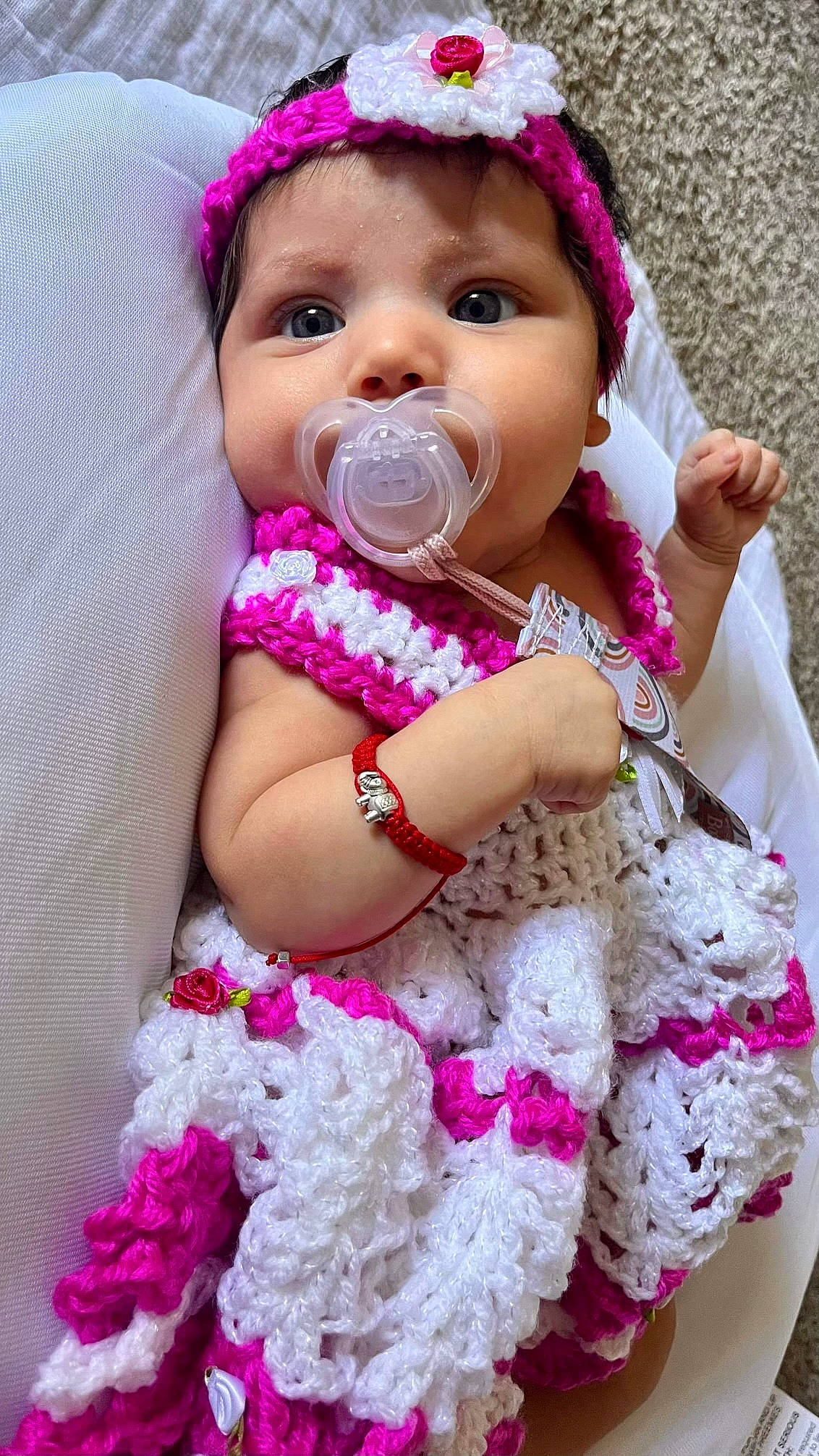 Aniyah is registered to the contest to win money with this photo: baby, baby_toddler_clothing, beauty, cap, cheek, eye, eyelash, gesture, happy, hat, headwear, iris, jewellery, lip, magenta, nose, person, pink, purple, skin