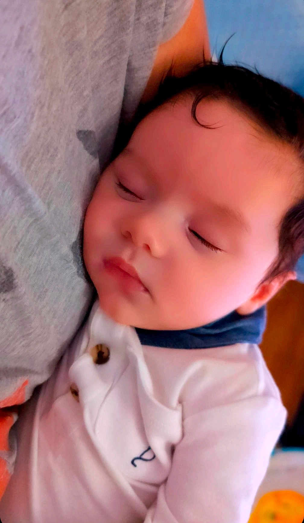 Tobias joined the competition — help win amazing prizes! baby, sleeping, close_up, face, infant, peaceful, curly_hair, soft_texture, white_clothing, button, nap_time, child, portrait, resting, indoors, comfort, cute, toddler, young_child, human