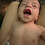 Xavier is registered to the contest to win money with this photo: baby, infant, child, mouth_open, smiling, skin, legs, indoor, person, diaper, happy, head, face, human, young, expression, cute, body, laying, comfort