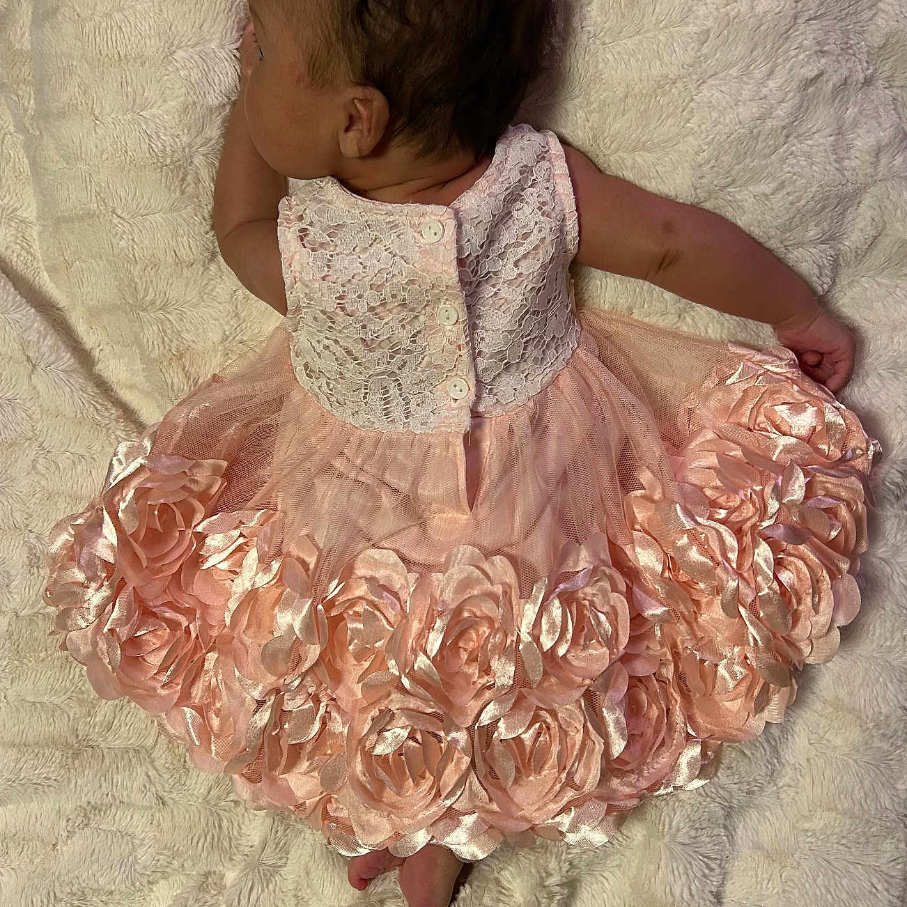 Jaylla is registered to the contest to win money with this photo: baby, blanket, child, cute, dress, fabric, flower, infant, lace, lying_down, newborn, peaceful, person, pink, roses, skin, sleeping, small, soft, texture