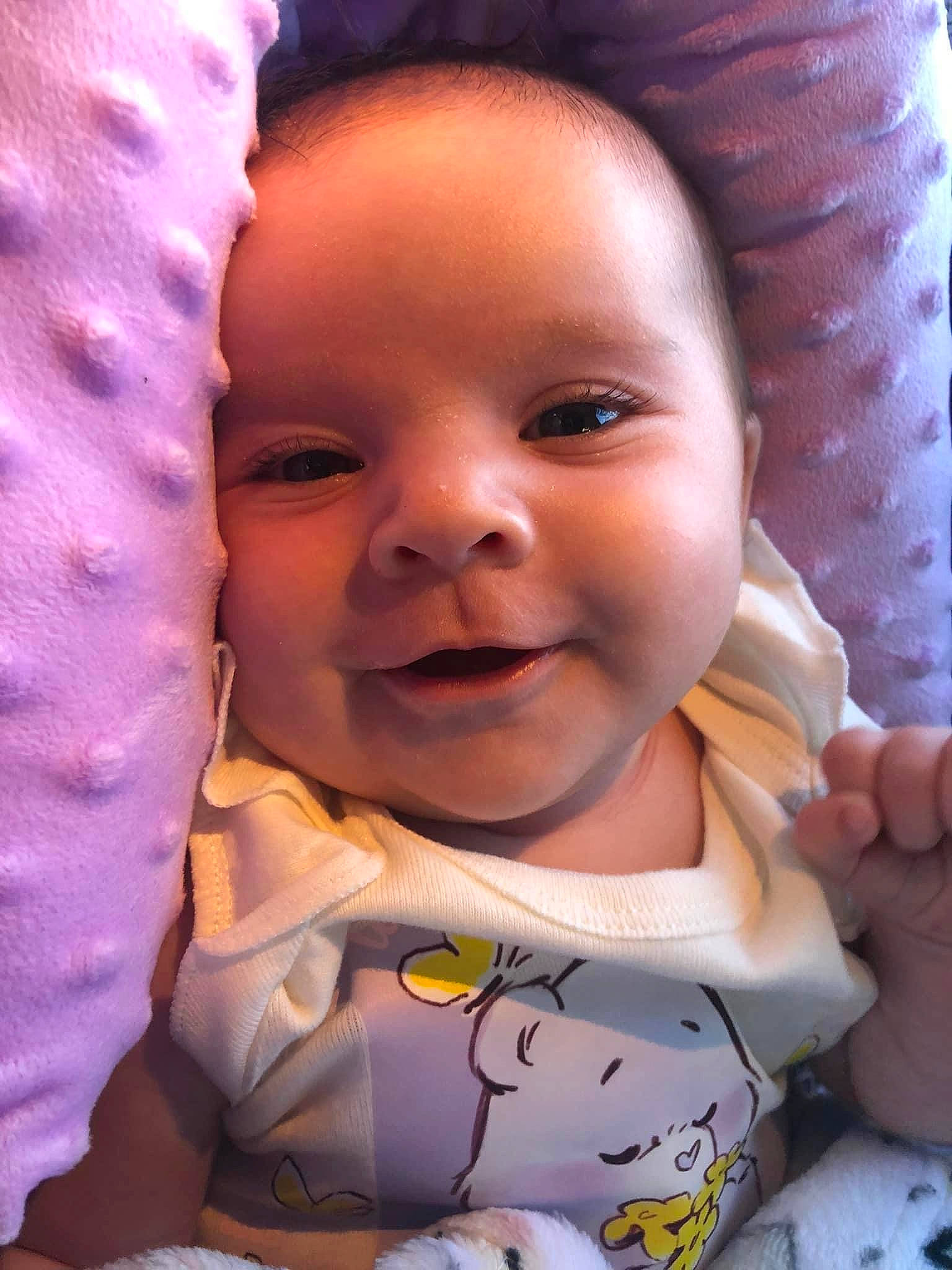 Julie is registered to the contest to win money with this photo: baby_toddler_clothing, cheek, chin, eye, eyebrow, facial_expression, forehead, hairstyle, hand, happy, head, human_body, iris, joy, lip, mouth, nose, person, product, skin