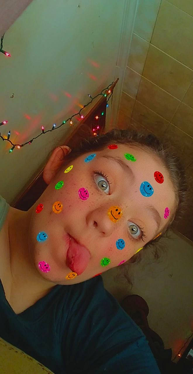 Kayla joined the competition — help win amazing prizes! art, cheek, chest, circle, eye, eyebrow, eyelash, fashion_accessory, flesh, fun, jaw, mouth, nail, neck, nose, paint, party_supply, pattern, person, selfie