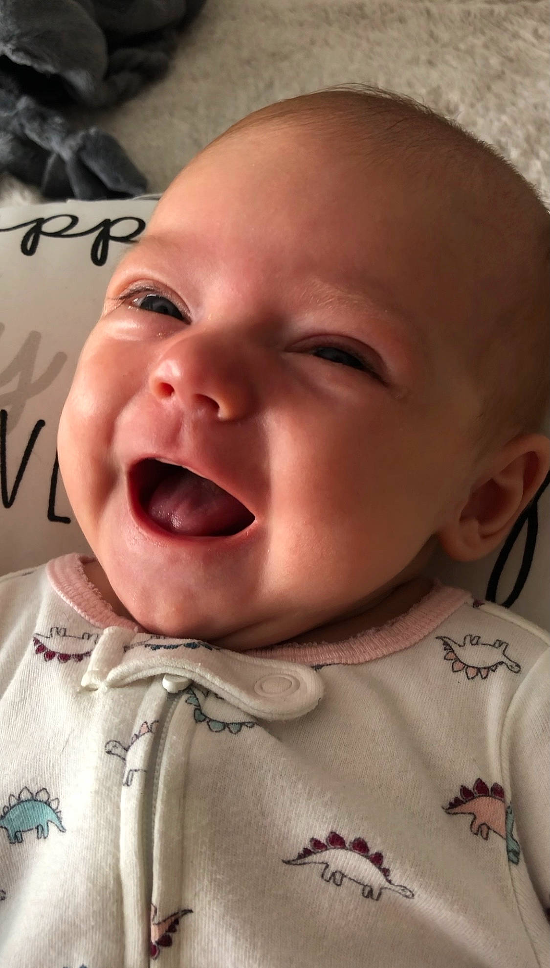 Meredith is registered to the contest to win money with this photo: baby, baby_making_funny_faces, cheek, child, chin, close_up, ear, face, facial_expression, forehead, head, laugh, lip, mouth, nose, person, skin, smile, toddler, tongue