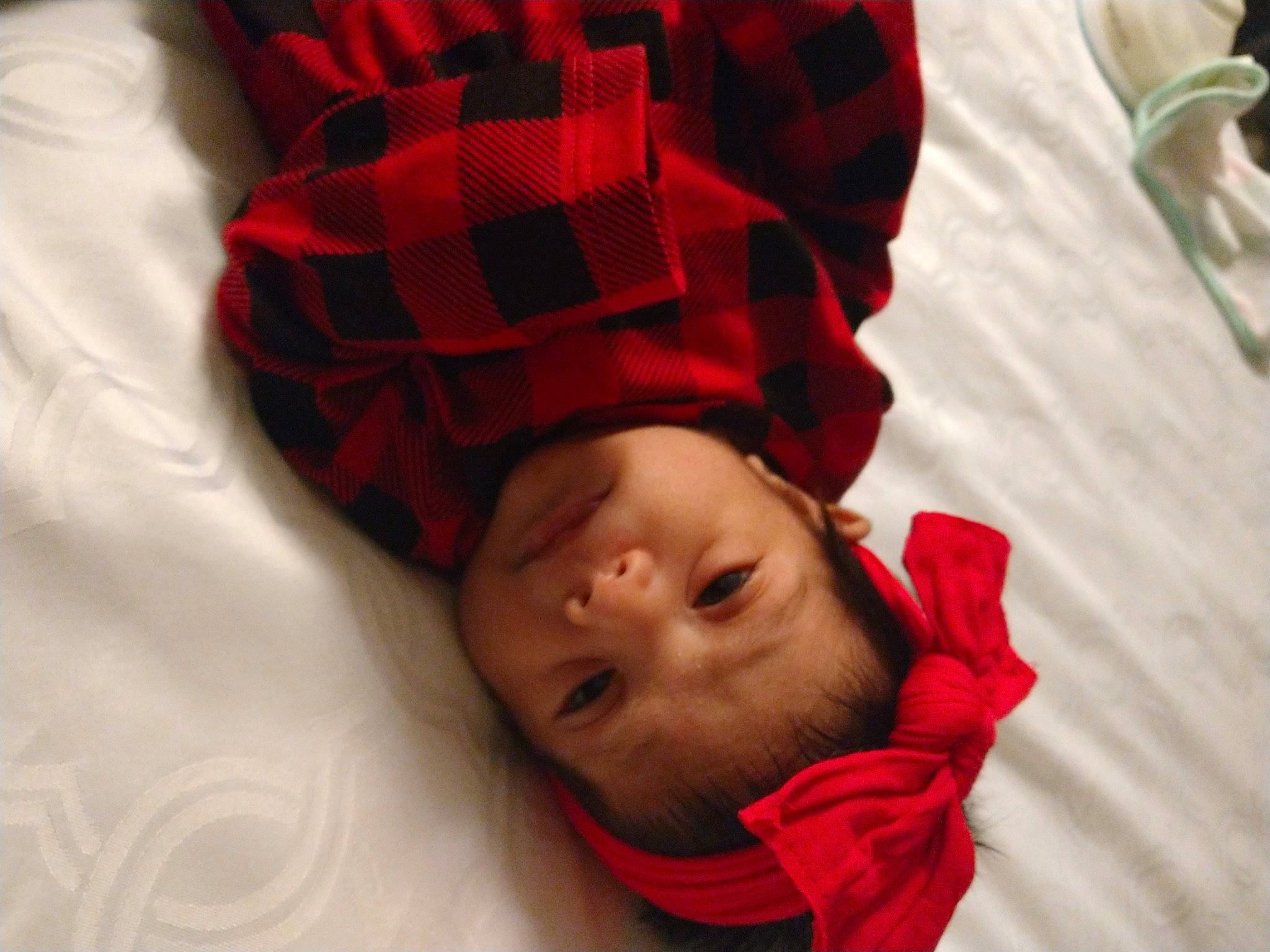 Abriana joined the competition — help win amazing prizes! baby, baby_toddler_clothing, carmine, cheek, child, comfort, coquelicot, lip, mouth, person, plaid, red, skin, tartan, textile, toddler