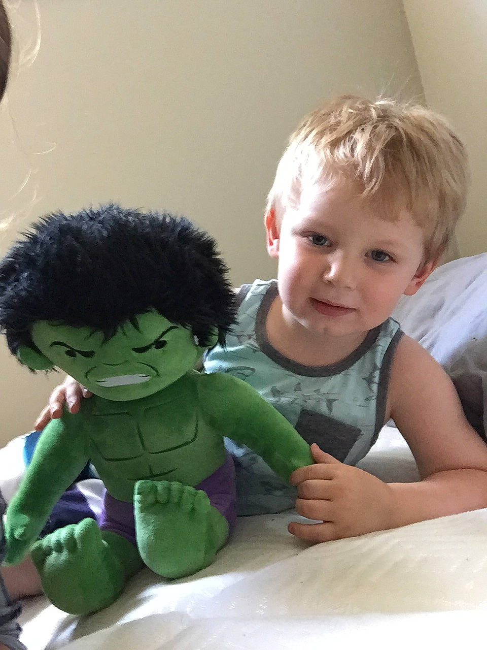 Andy is registered to the contest to win money with this photo: arm, baby, child, fictional_character, fun, person, play, plush, sitting, skin, stuffed_toy, textile, toddler, toy