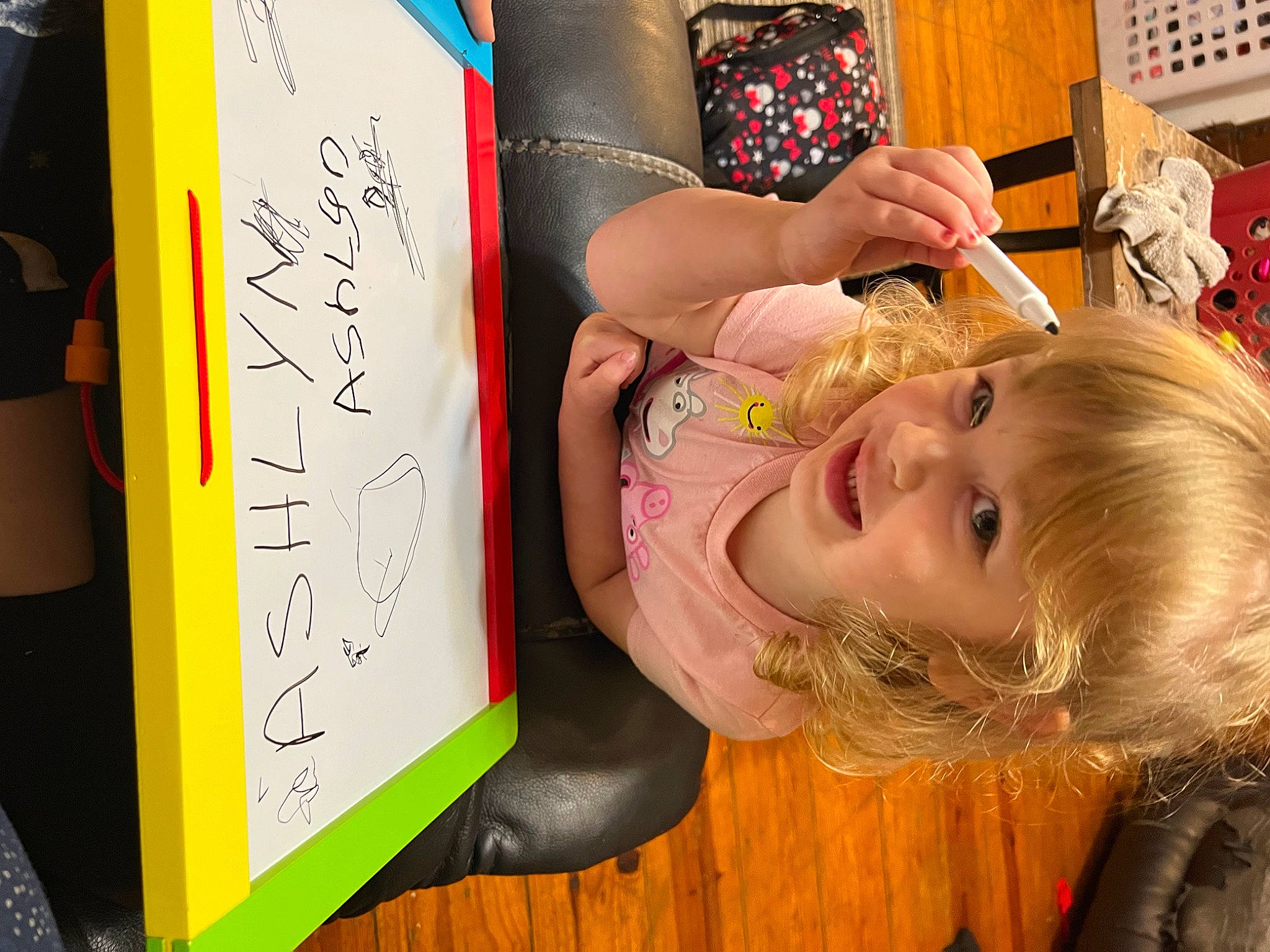 Ashlyn joined the competition — help win amazing prizes! baby, baby_toddler_clothing, child, event, font, fun, handwriting, happy, person, photography, room, smile, snapshot, toddler, visual_arts