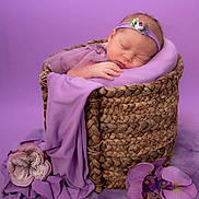 Olivia is registered to the contest to win money with this photo: newborn, baby, sleeping, basket, purple, headband, flower, fabric, soft, portrait, infant, rest, cute, peaceful, delicate, tulle, decor, cozy, closeup, studio