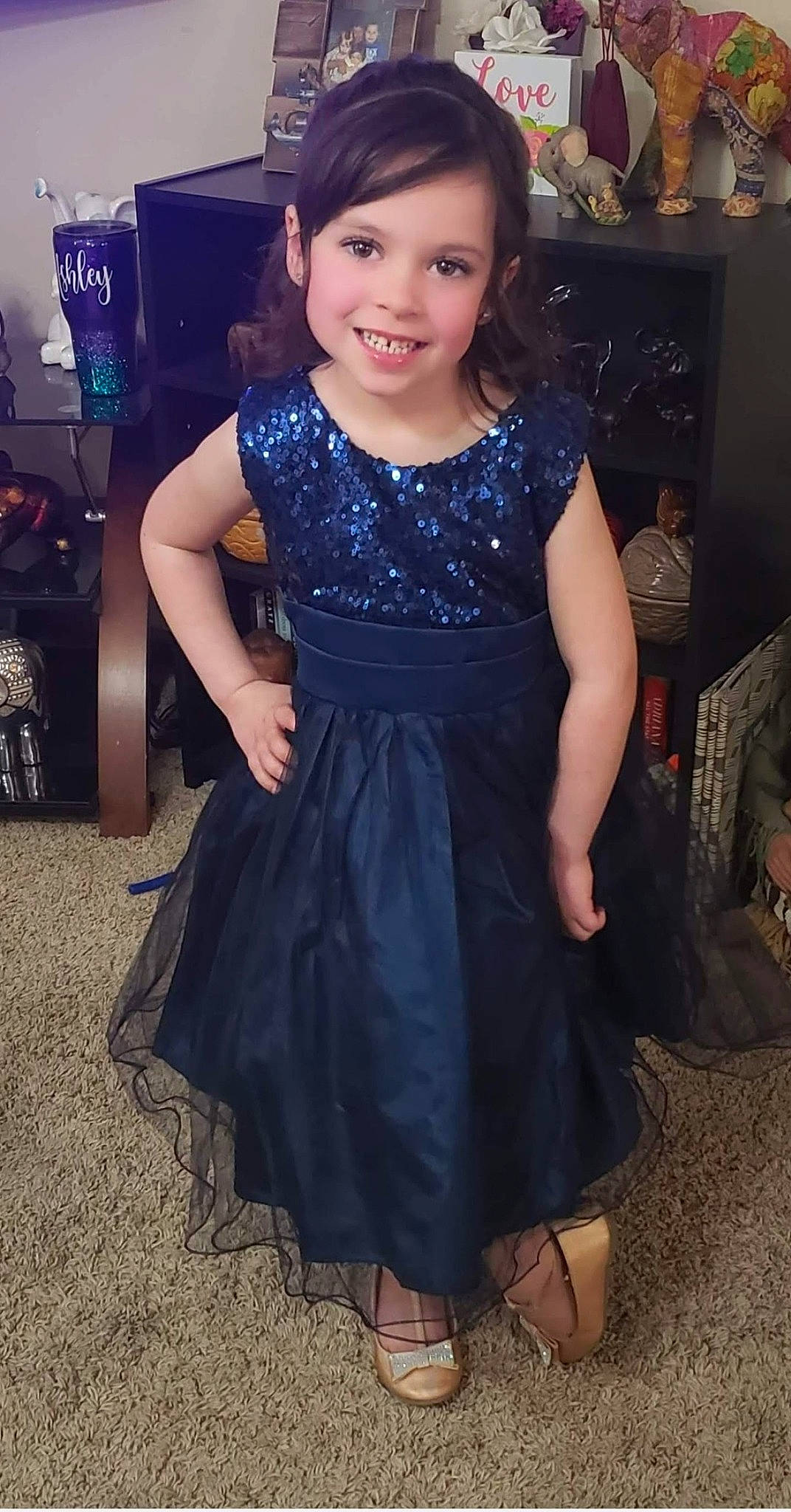 Marley joined the competition — help win amazing prizes! bridal_party_dress, child, child_model, clothing, cocktail_dress, dress, electric_blue, formal_wear, joy, little_black_dress, person, smile, under_exposed