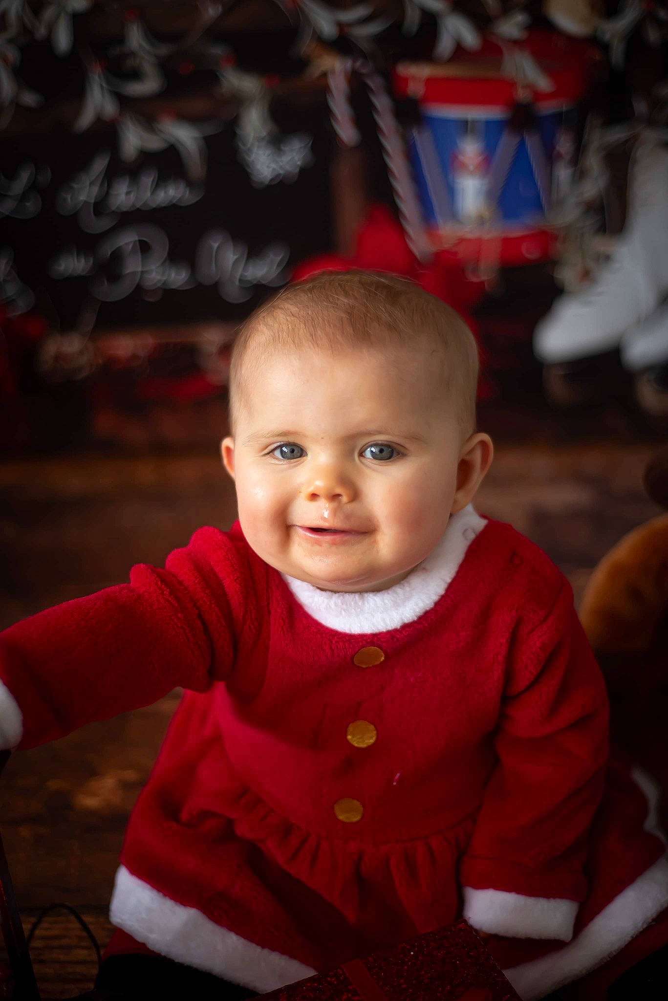 Abby participe au concours pour gagner de l'argent avec cette photo : baby, baby_toddler_clothing, cheek, child, chin, eye, facial_expression, flash_photography, hairstyle, happy, head, iris, joy, magenta, person, red, skin, sleeve, smile, standing