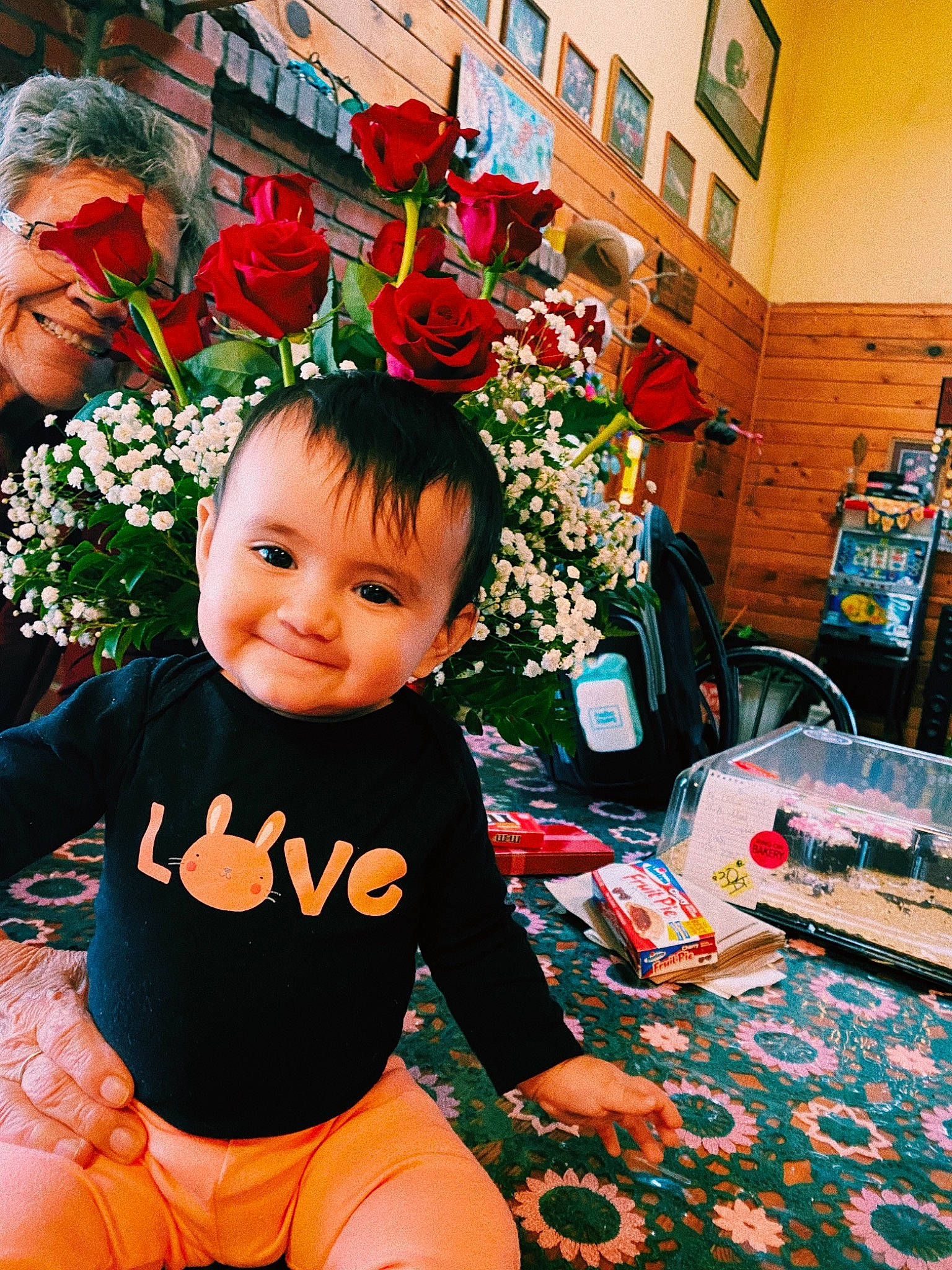 Lakyn joined the competition — help win amazing prizes! baby, baby_toddler_clothing, event, flooring, flower, fun, happy, joy, leisure, orange, person, photograph, plant, red, shorts, sleeve, smile, snapshot, textile, thigh