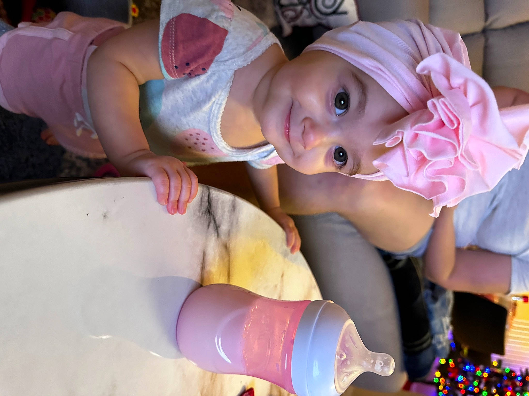 Ava joined the competition — help win amazing prizes! arm, baby, baby_products, chest, child, event, face, fun, happy, hat, headwear, joy, leisure, magenta, mouth, nail, person, pink, skin, smile