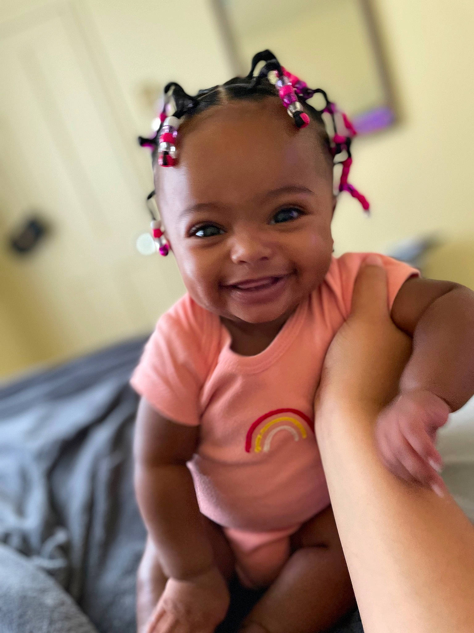 Ariah joined the competition — help win amazing prizes! baby, black_hair, cheek, chest, chin, dress, ear, eye, eyebrow, face, fun, gesture, happy, iris, joy, lip, mouth, neck, person, skin