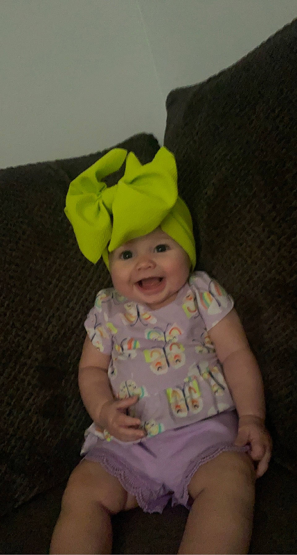 Briar joined the competition — help win amazing prizes! baby, baby_laughing, baby_toddler_clothing, cap, child, comfort, costume_hat, couch, fashion_accessory, fun, happy, hat, headgear, headwear, human_body, lap, person, sitting, sleeve, smile