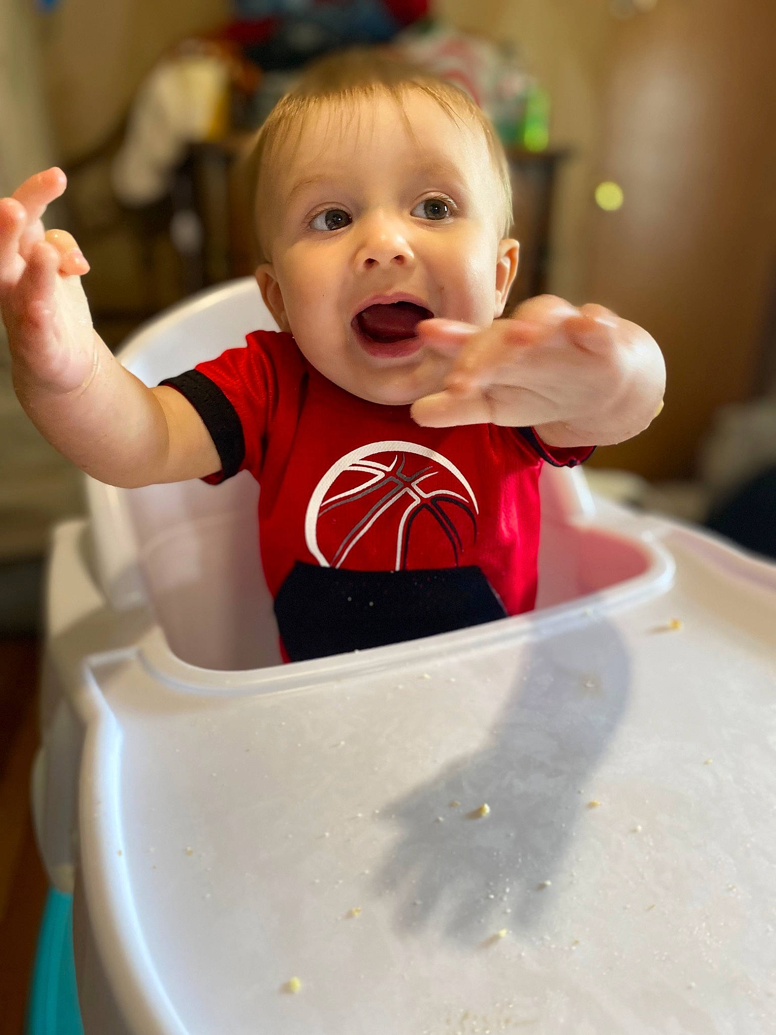 Brentlee joined the competition — help win amazing prizes! arm, baby, baby_toddler_clothing, carmine, cheek, child, elbow, food_craving, fun, gesture, hand, happy, laugh, leisure, neck, person, recreation, sitting, sleeve, surprise