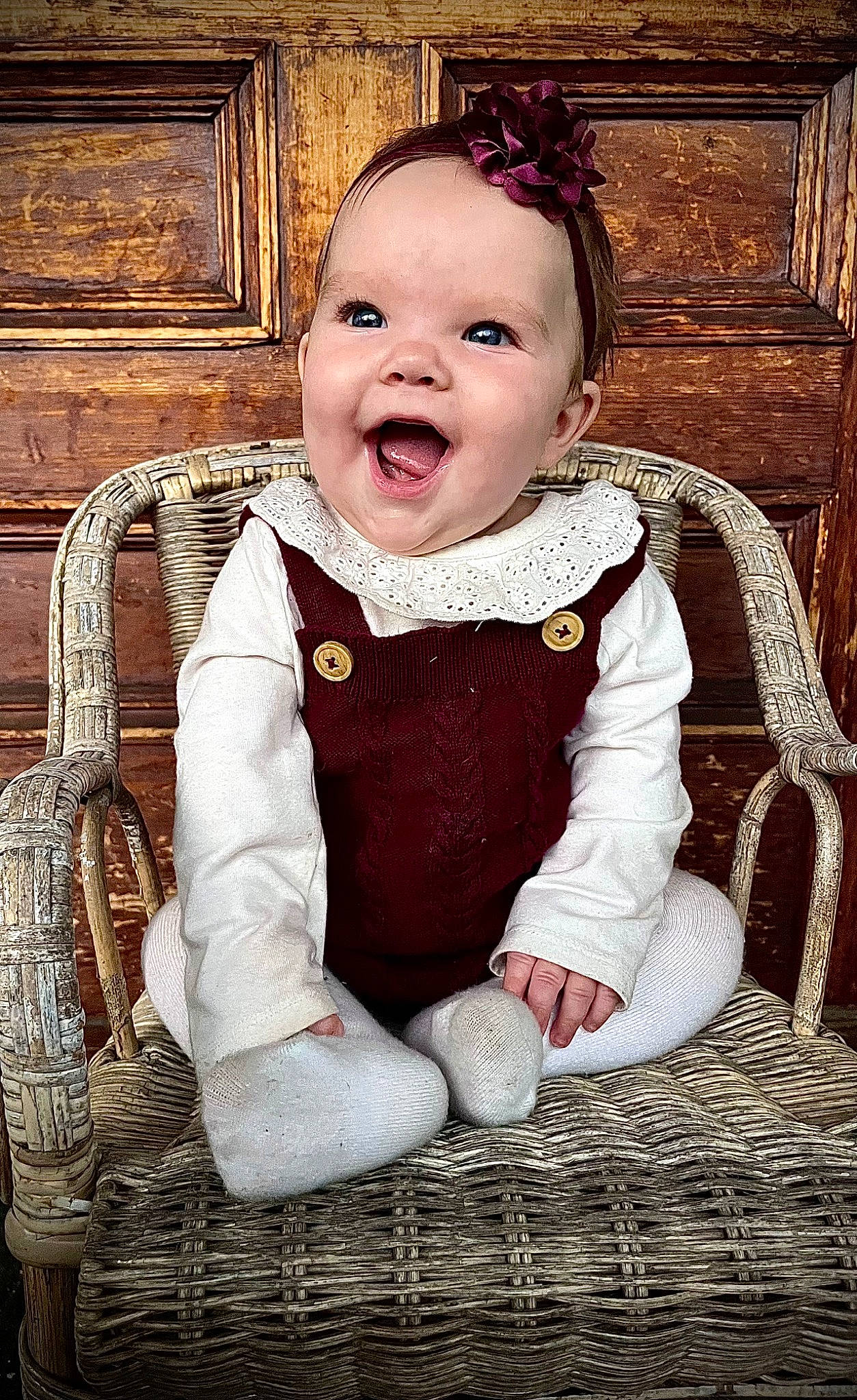 Gracelynn is registered to the contest to win money with this photo: baby, baby_toddler_clothing, chair, cheek, child, embellishment, eye, face, facial_expression, flash_photography, fun, happy, head, iris, pattern, person, sitting, sleeve, smile, toddler