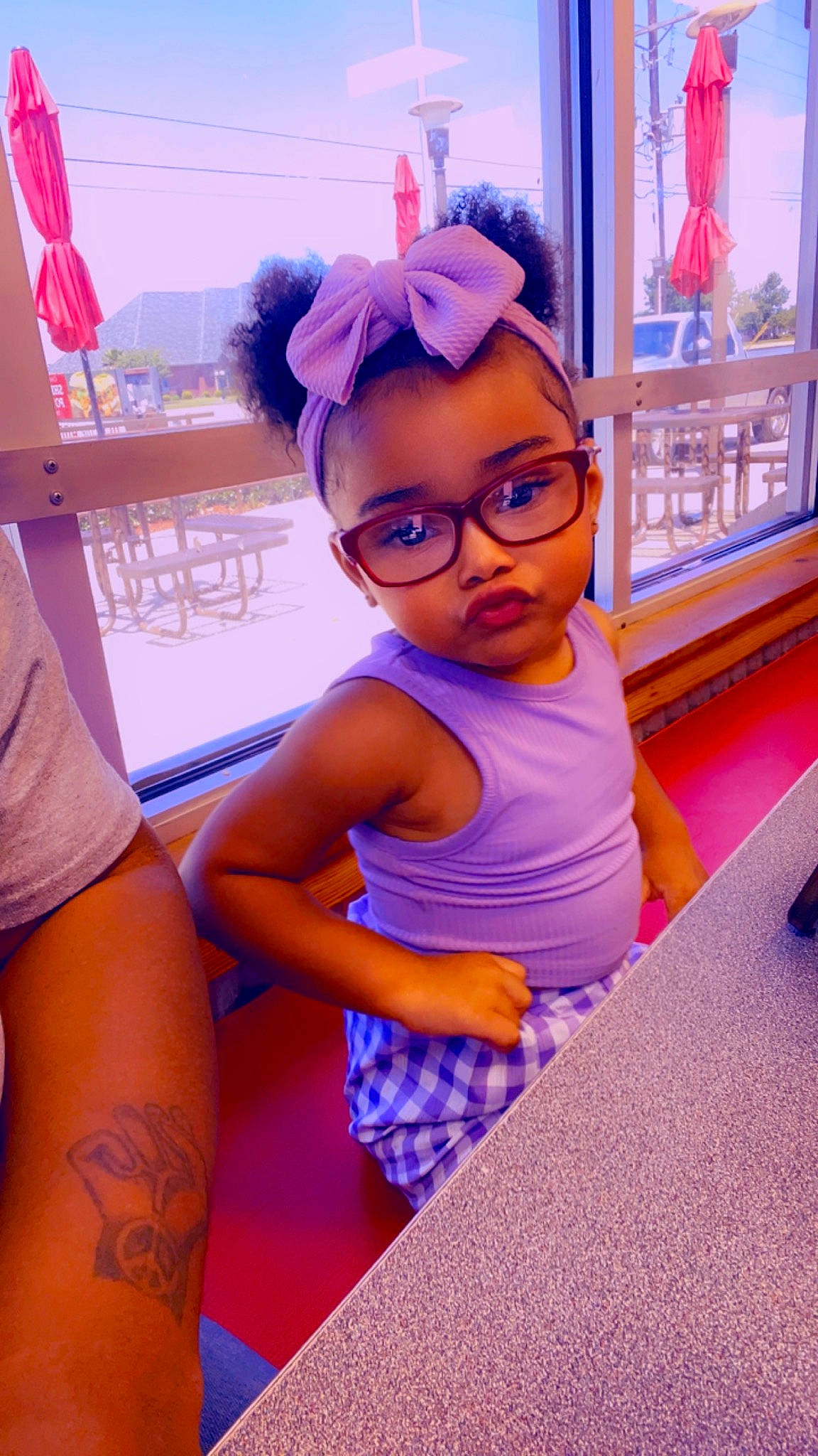 Korbyn joined the competition — help win amazing prizes! azure, blue, child, eyewear, fun, glasses, happy, hat, joint, leisure, magenta, person, pink, purple, shoulder, skin, summer, thigh, toddler, violet