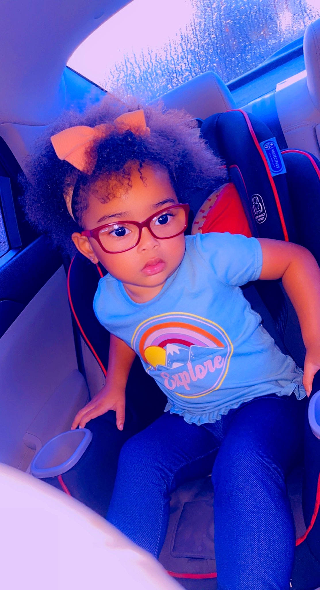 Korbyn is registered to the contest to win money with this photo: auto_part, automotive_design, azure, blue, car_seat, car_seat_cover, child, comfort, cool, electric_blue, eyewear, family_car, fun, glasses, leisure, mouth, person, t_shirt, toddler, vehicle_door