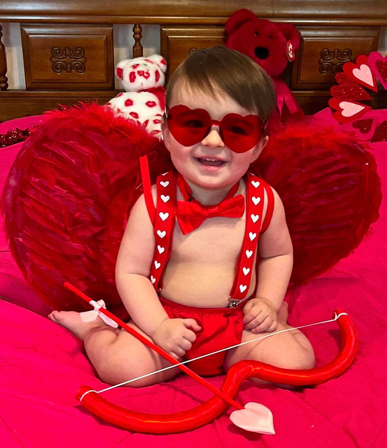 Colton joined the competition — help win amazing prizes! baby_toddler_clothing, chest, dress, event, eyewear, face, fun, glasses, goggles, hair, head, human_body, joy, magenta, person, personal_protective_equipment, pink, red, sunglasses, thigh