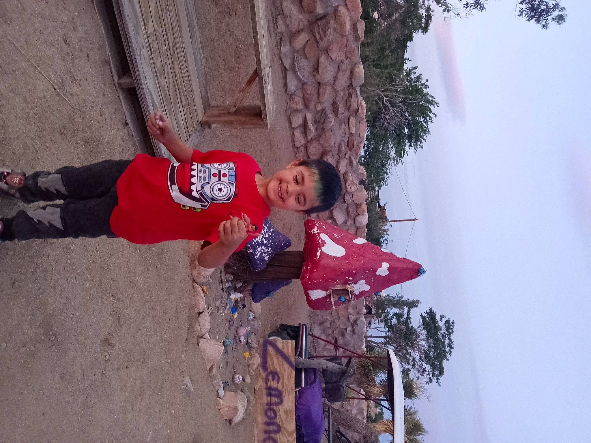 Sanji is registered to the contest to win money with this photo: adventure, carmine, child, fun, happy, joy, leisure, outdoor_shoe, person, recreation, sky, smile, toddler, travel, tree, walking_shoe, woody_plant, world