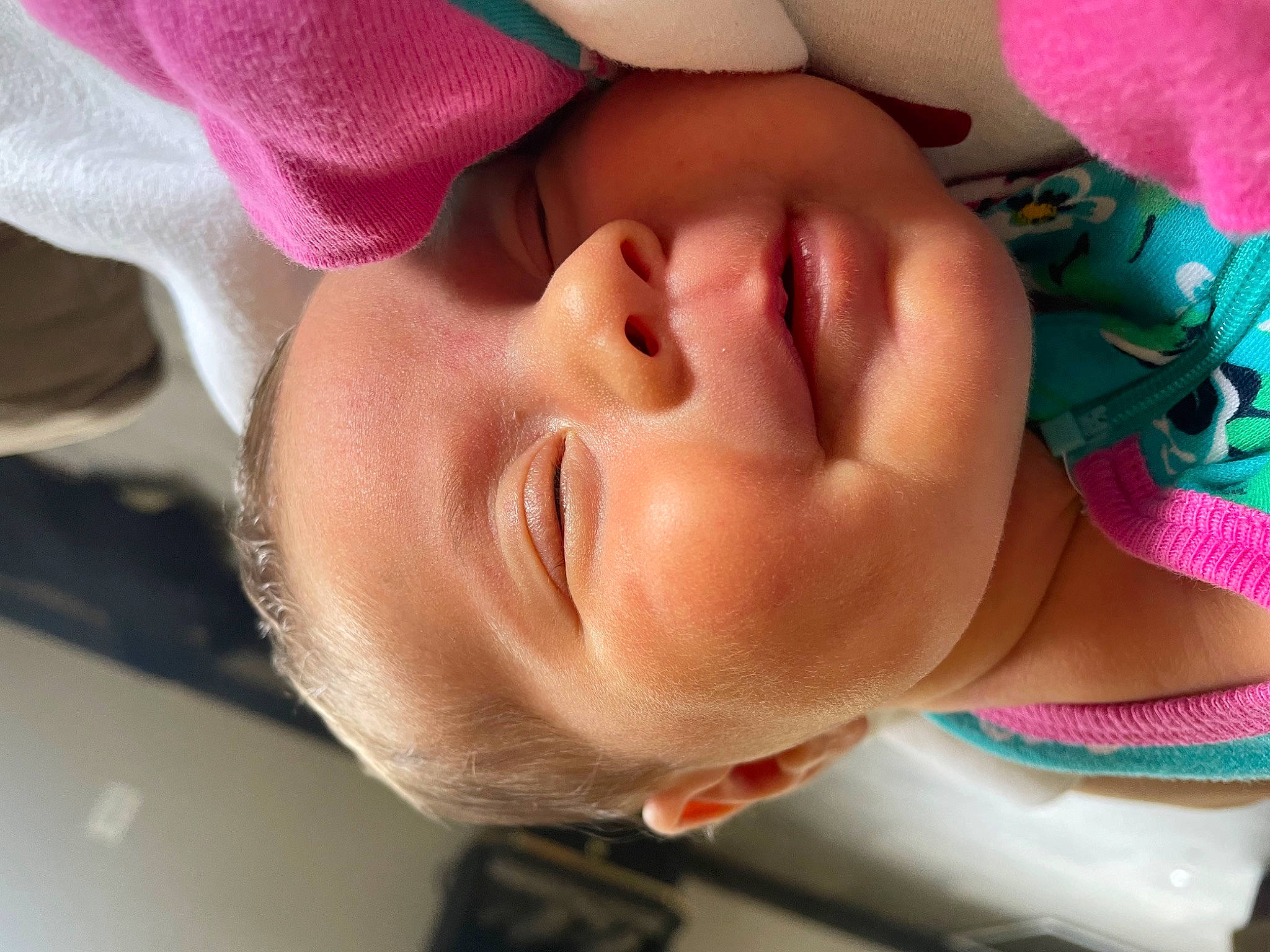 Lucy is registered to the contest to win money with this photo: baby, baby_products, baby_toddler_clothing, cheek, chest, child, eyelash, fashion_accessory, fun, happy, human_body, lip, mouth, nail, neck, nose, person, pink, skin, toddler