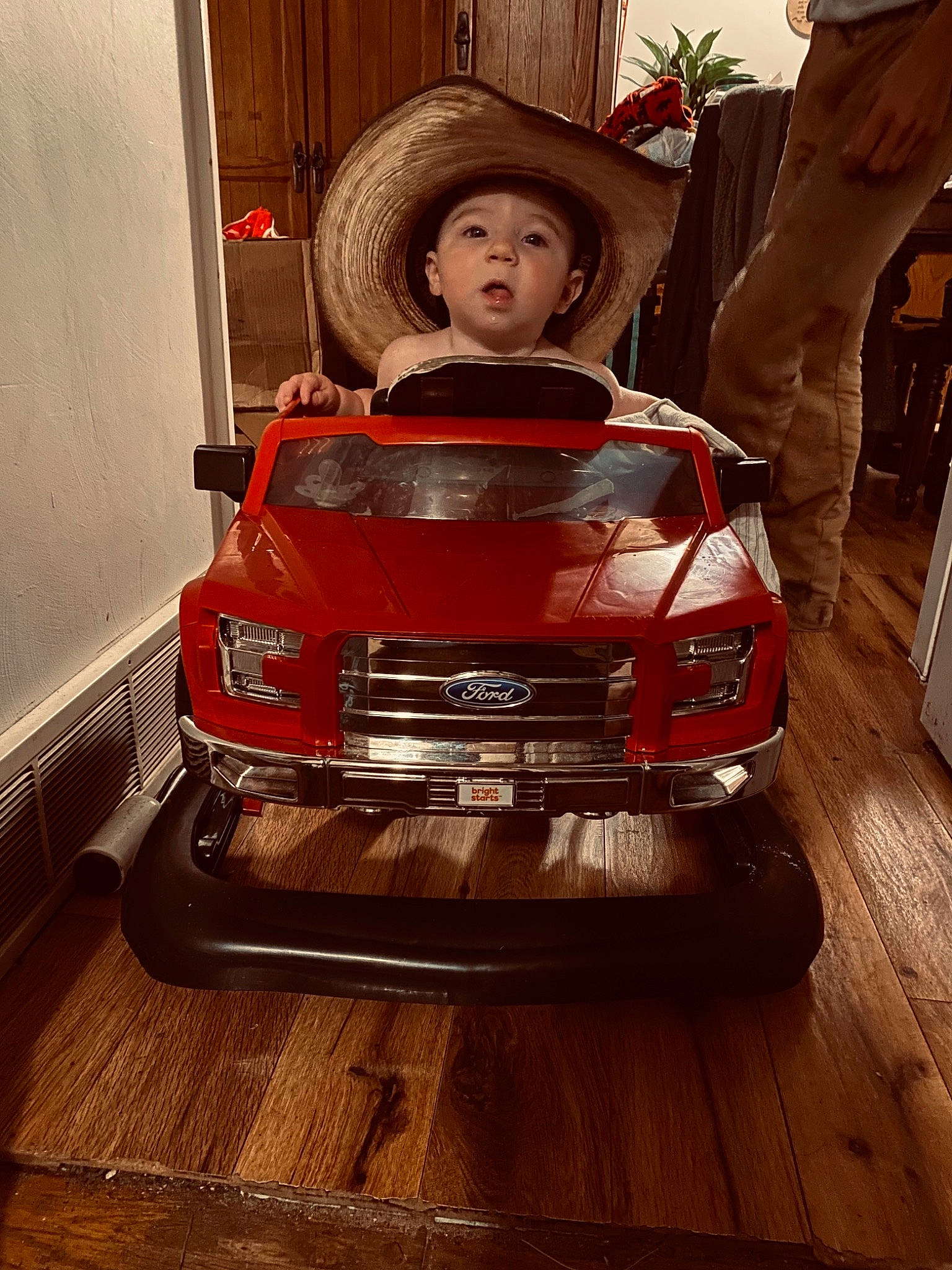 Jamison joined the competition — help win amazing prizes! automotive_design, automotive_exterior, automotive_lighting, automotive_tire, automotive_wheel_system, bumper, car, chair, classic_car, flooring, hat, headlamp, headwear, hood, motor_vehicle, person, surprise, tire, toy, vehicle