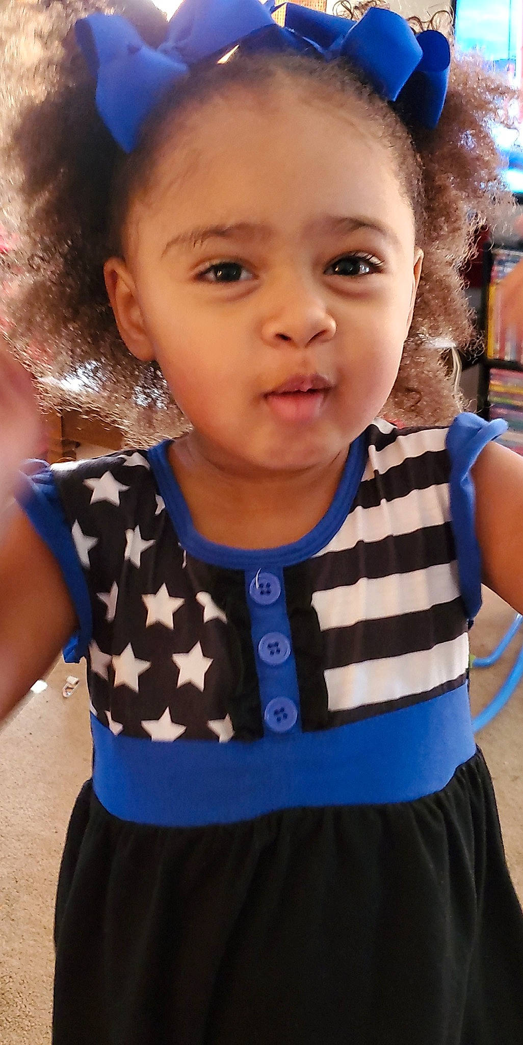 Emaliegh is registered to the contest to win money with this photo: blue, child, child_model, face, forehead, head, nose, person, skin, smile, toddler