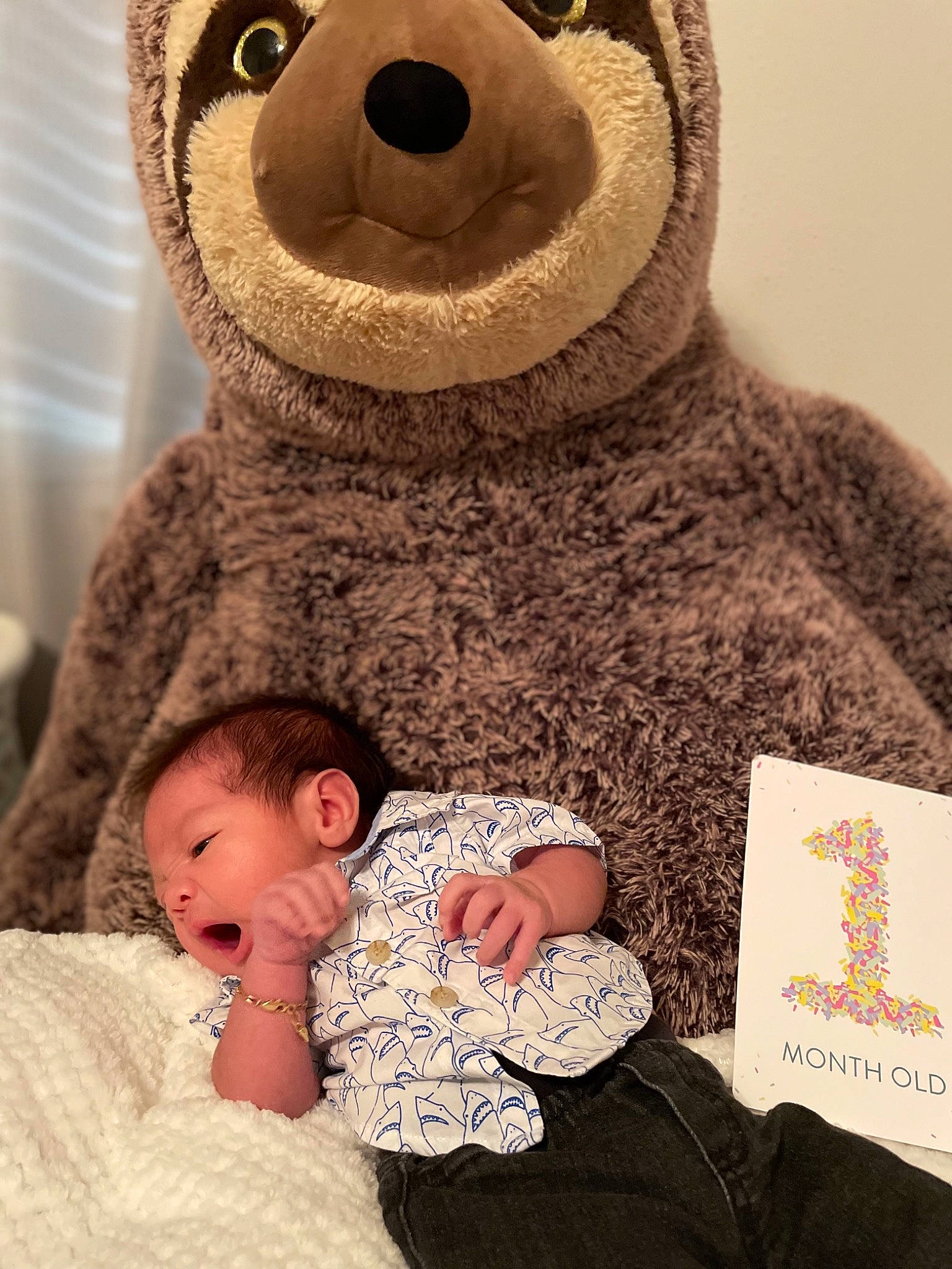 Alan joined the competition — help win amazing prizes! baby, brown_bear, comfort, facial_expression, finger, gesture, happy, interaction, mammal, organ, person, photograph, pink, skin, sleeve, textile, toddler, toy, vertebrate, white