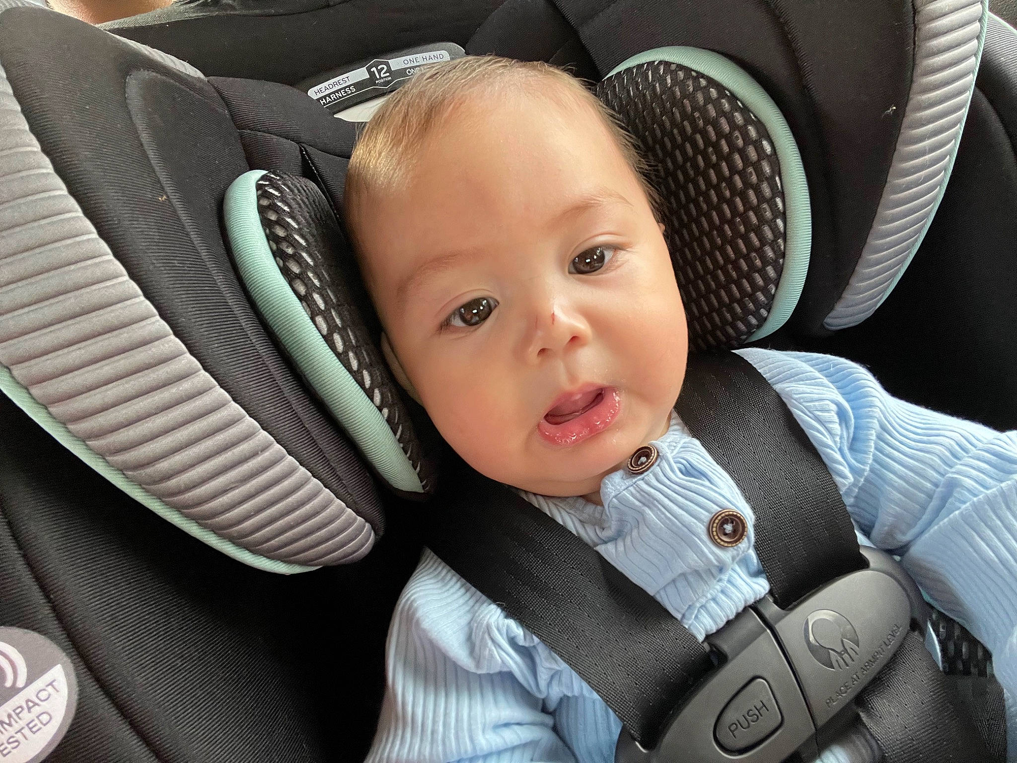 Alan joined the competition — help win amazing prizes! auto_part, baby, baby_carriage, baby_in_car_seat, baby_products, black, car_seat, chair, cheek, child, comfort, facial_expression, head_restraint, people, person, product, seat_belt, steering_part, toddler, vertebrate