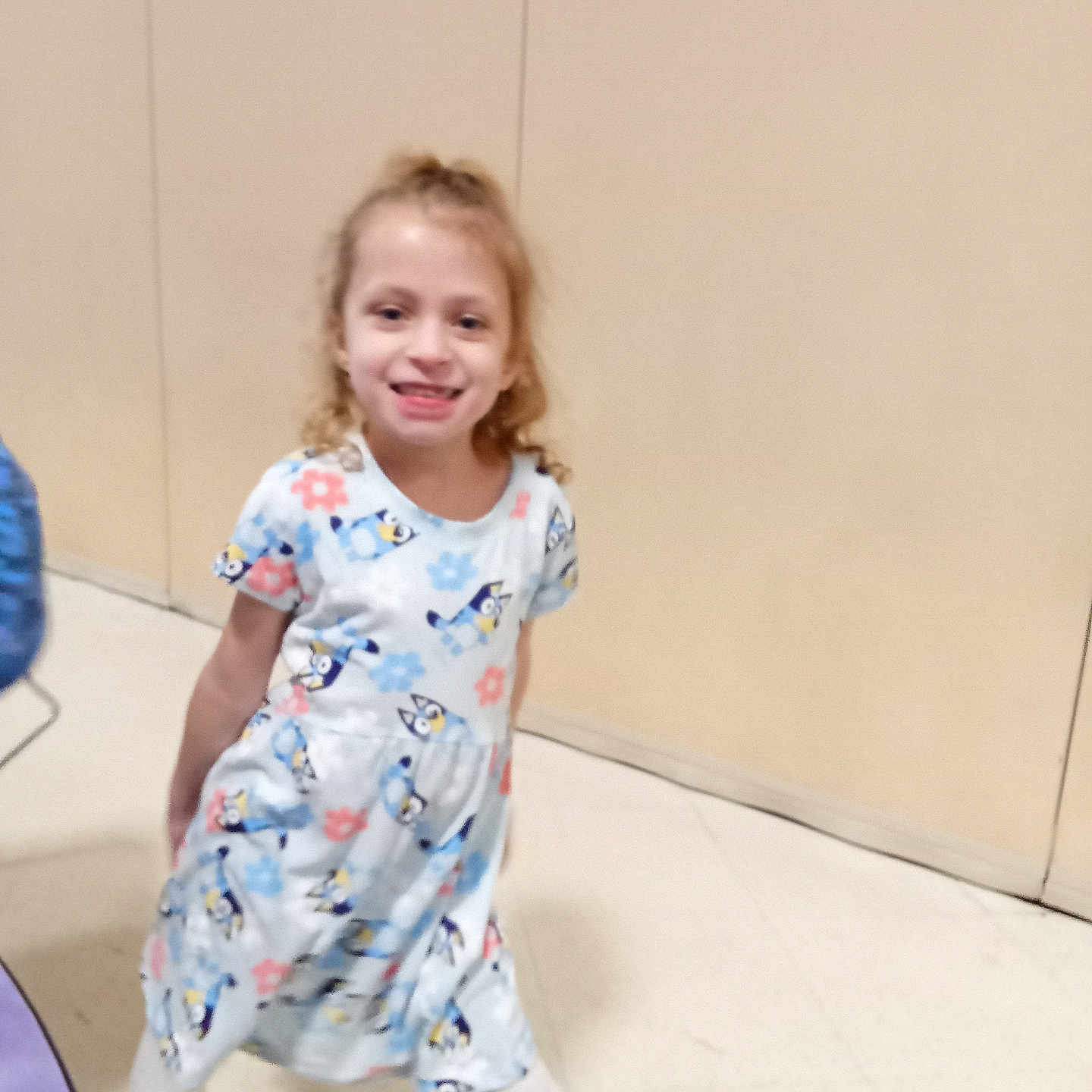 Jaeleigh is registered to the contest to win money with this photo: boots, casual, child, clothing, curly_hair, cute, dress, floor, fun, girl, happy, indoor, person, playful_pose, portrait, smiling, standing, wall, white_tights, young