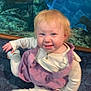 toddler, child, aquarium, fish, carpet, purple_dress, white_leggings, blonde_hair, smile, happy, indoor, water, underwater, tank, animal, baby, person, blue_background, motion_blur, playful