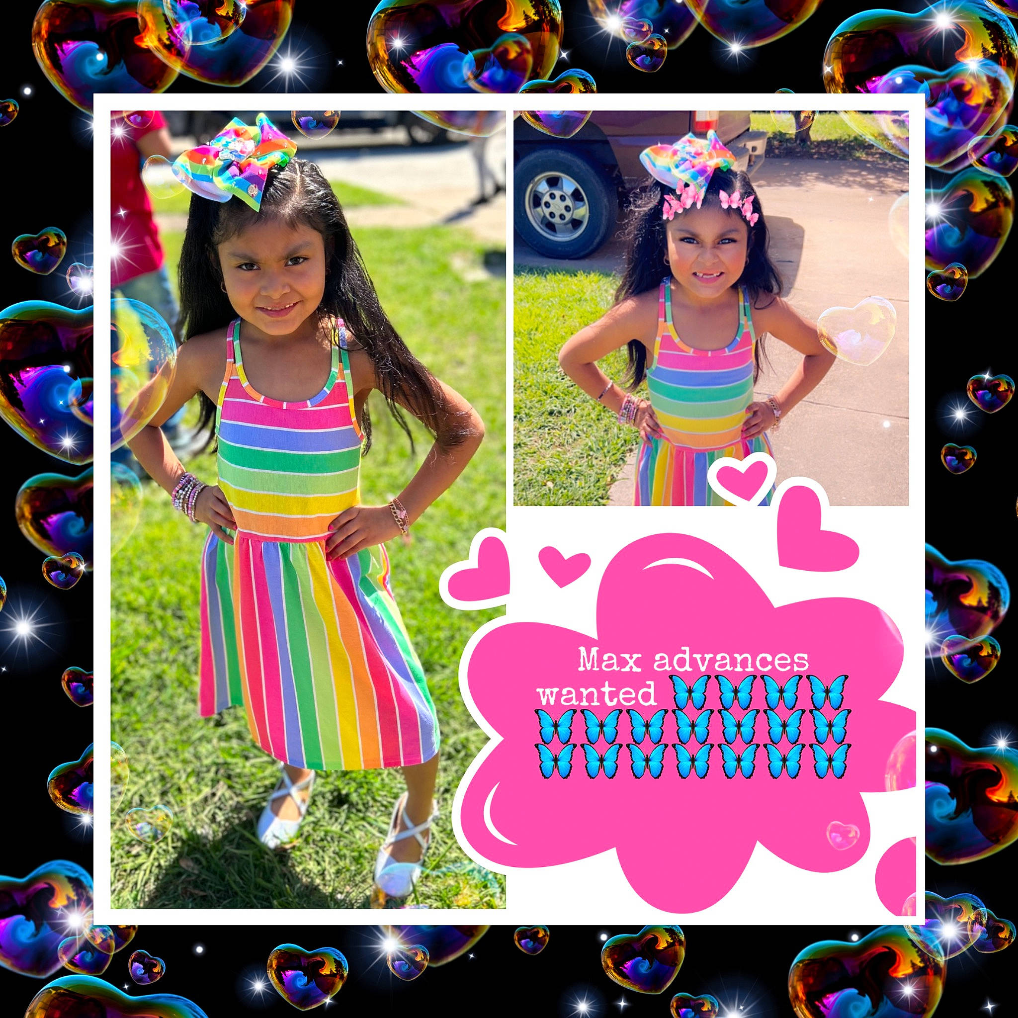 Marely is registered to the contest to win money with this photo: art, baby_toddler_clothing, beauty, child, costume, entertainment, event, font, fun, graphics, happy, headwear, joy, magenta, party, party_supply, pattern, person, pink, play