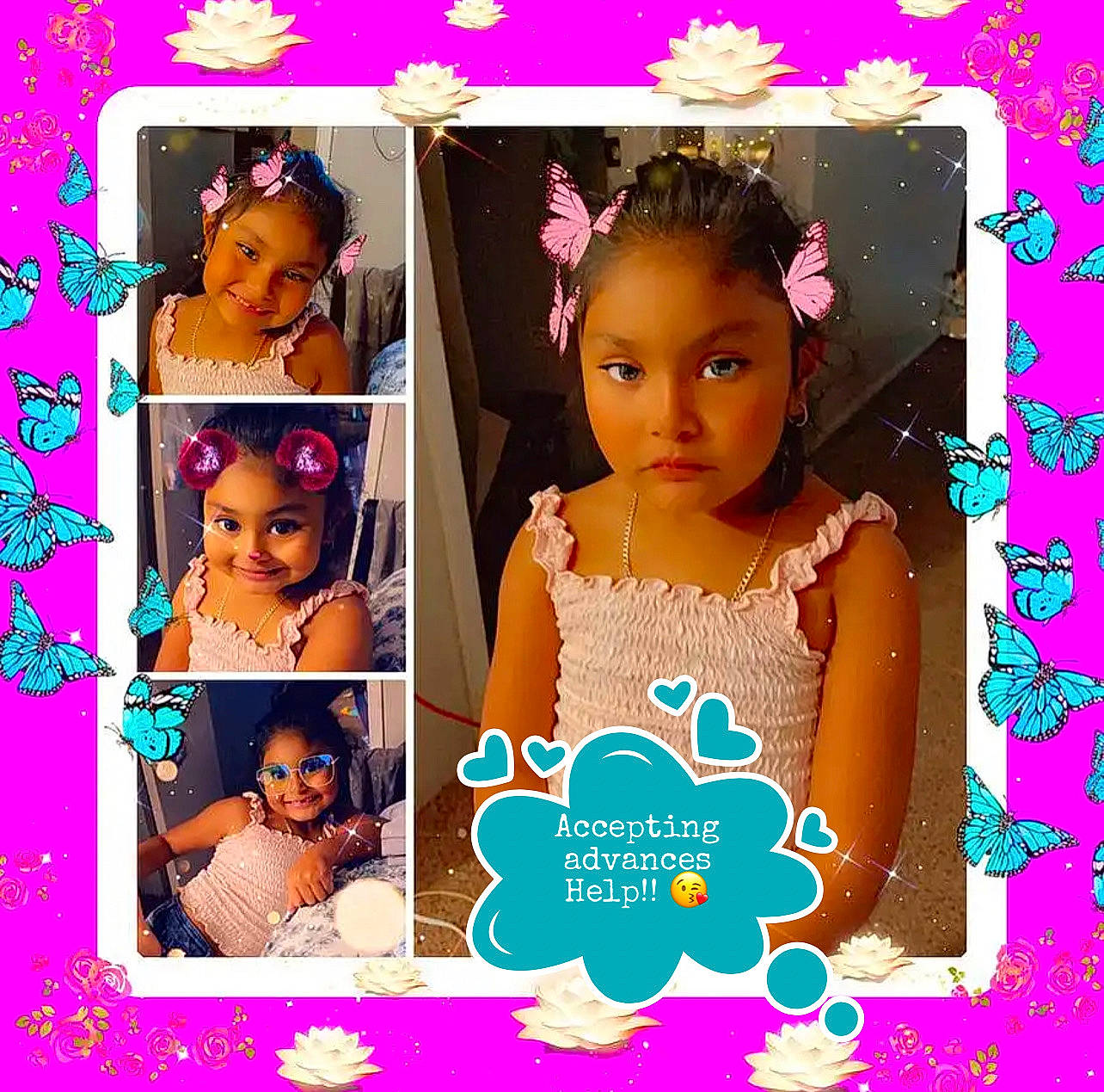 Marely joined the competition — help win amazing prizes! beauty, cake_decorating_supply, child, collage, doll, event, eyelash, facial_expression, fashion_accessory, font, hair, hairstyle, happy, headpiece, joy, magenta, pattern, person, pink, purple