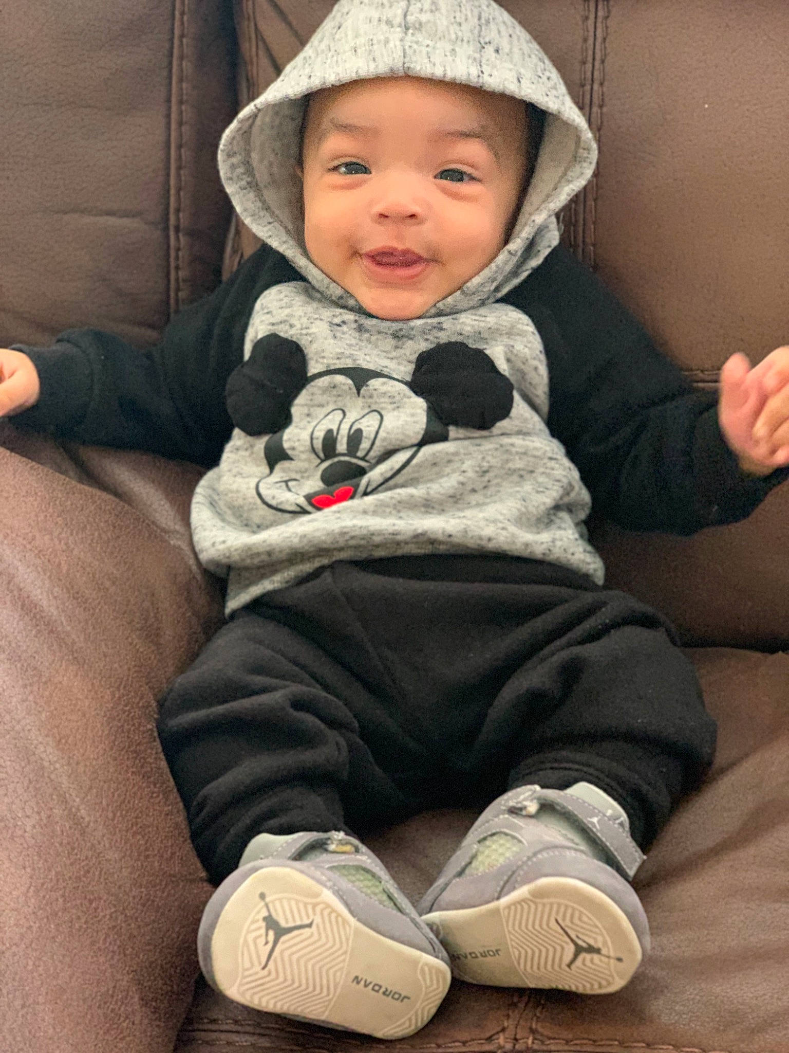 Maziyah is registered to the contest to win money with this photo: baby, child, headgear, headwear, leg, person, shoe, sitting, toddler