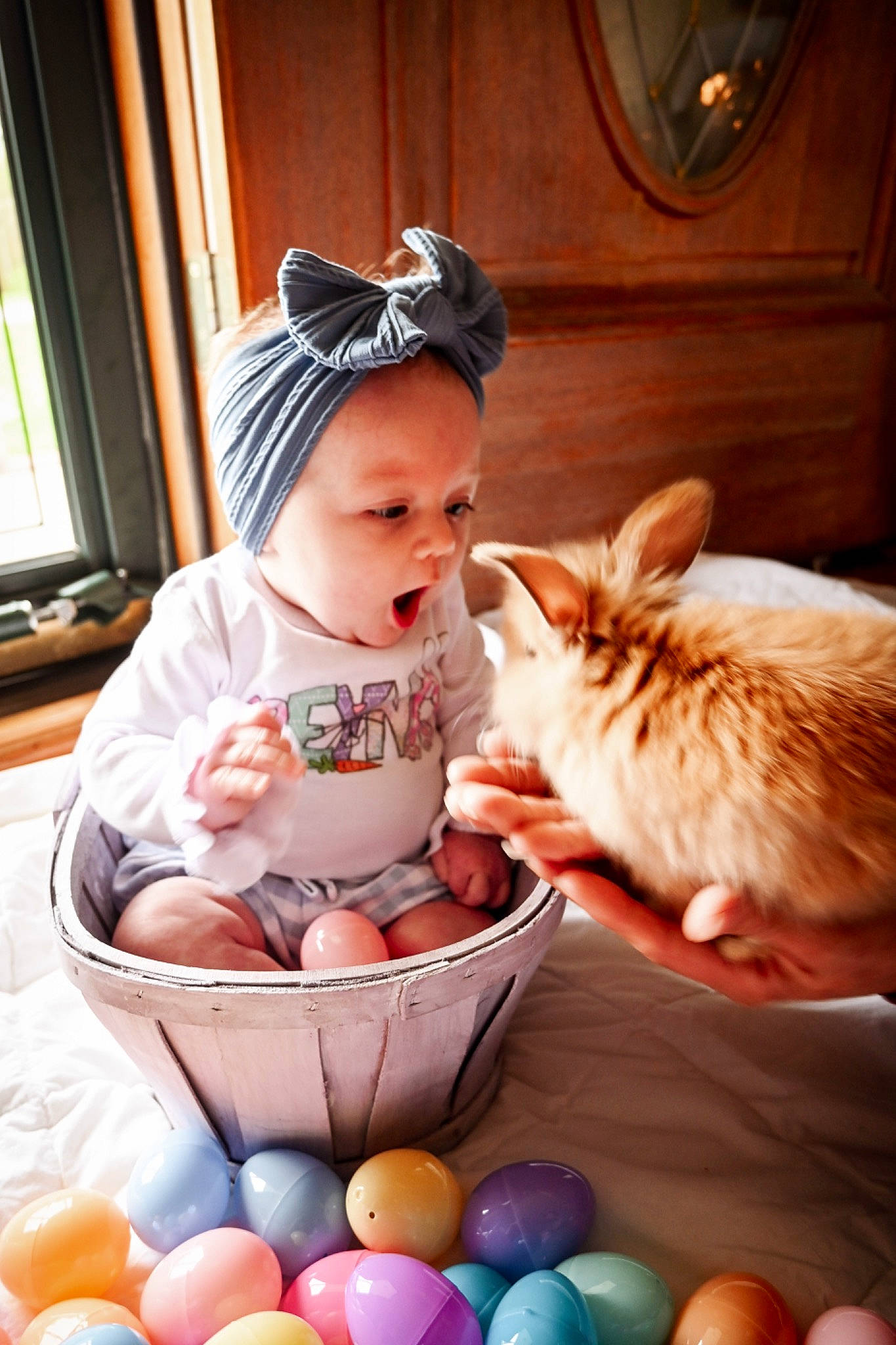 Reyna is registered to the contest to win money with this photo: baby, child, easter, event, fun, happy, hat, holiday, human_body, leisure, mammal, person, play, rabbit, recreation, skin, snapshot, sweetness, toddler, vertebrate