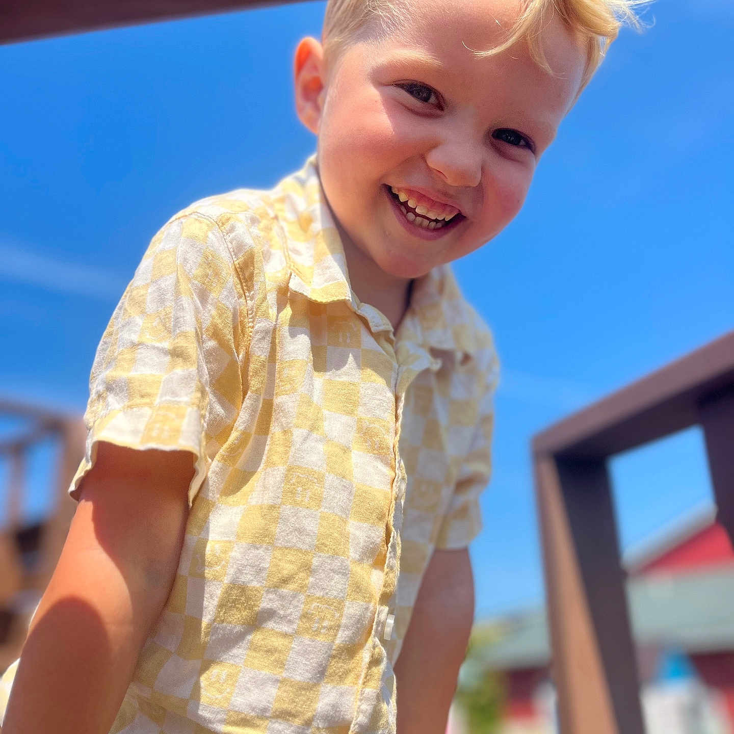Eli joined the competition — help win amazing prizes! baby, babylaughing, blonde, blouse, child, clothing, face, female, girl, hair, happy, head, laughing, outdoors, person, photography, portrait, shirt, sleeve, smile