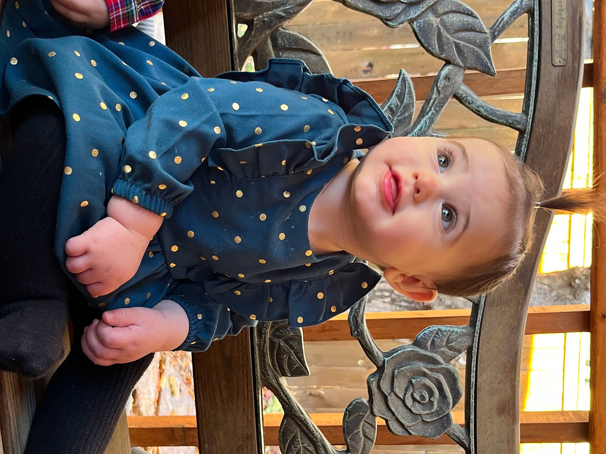 Elaine is registered to the contest to win money with this photo: baby, child, electric_blue, fun, happy, leisure, pattern, person, recreation, sitting, smile, toddler, wood