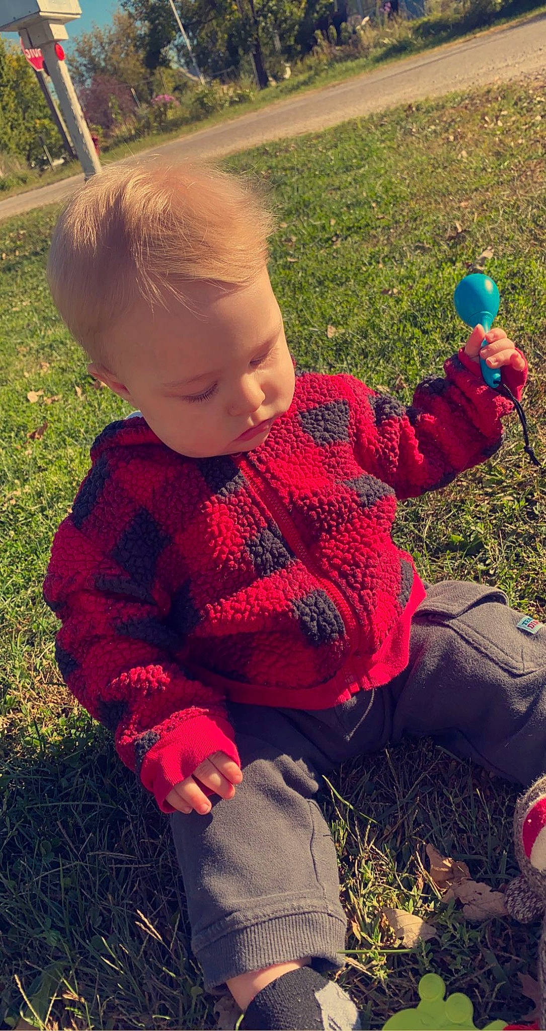 Francis joined the competition — help win amazing prizes! baby, baby_toddler_clothing, child, cool, facial_expression, fun, grass, grass_family, happy, lawn, leaf, morning, pattern, people_in_nature, person, plant, sitting, standing, sunlight, tints_and_shades