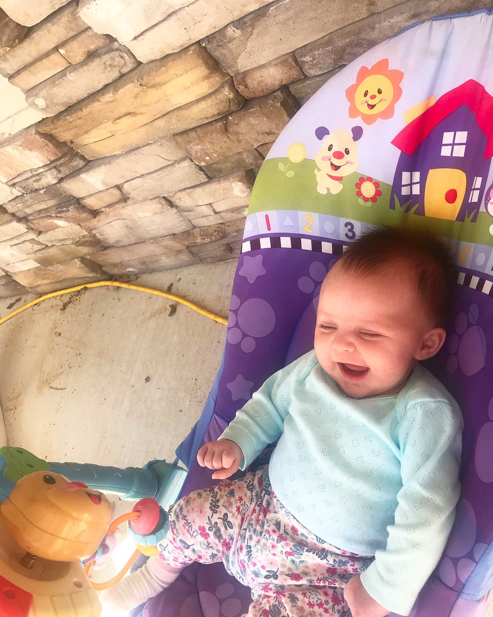 Mila is registered to the contest to win money with this photo: baby, baby_toddler_clothing, cheek, child, fun, happy, leisure, organ, people, person, photograph, pink, purple, skin, sleeve, smile, snapshot, t_shirt, textile, toddler