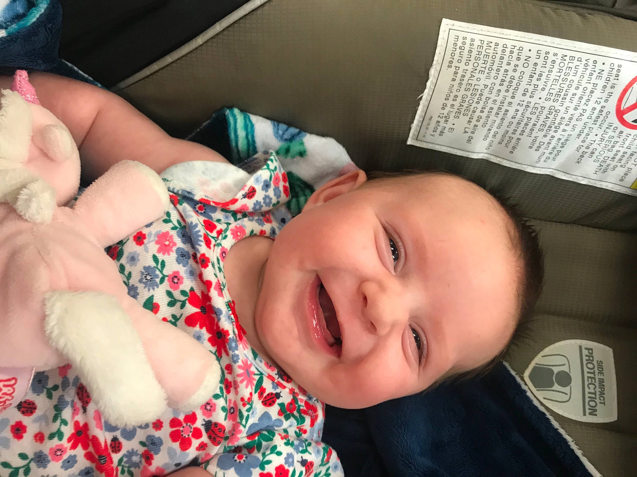 Mila is registered to the contest to win money with this photo: baby, baby_laughing, baby_toddler_clothing, cheek, child, eyelash, face, fun, hairstyle, happy, iris, joy, lip, mouth, nose, pattern, person, room, skin, smile