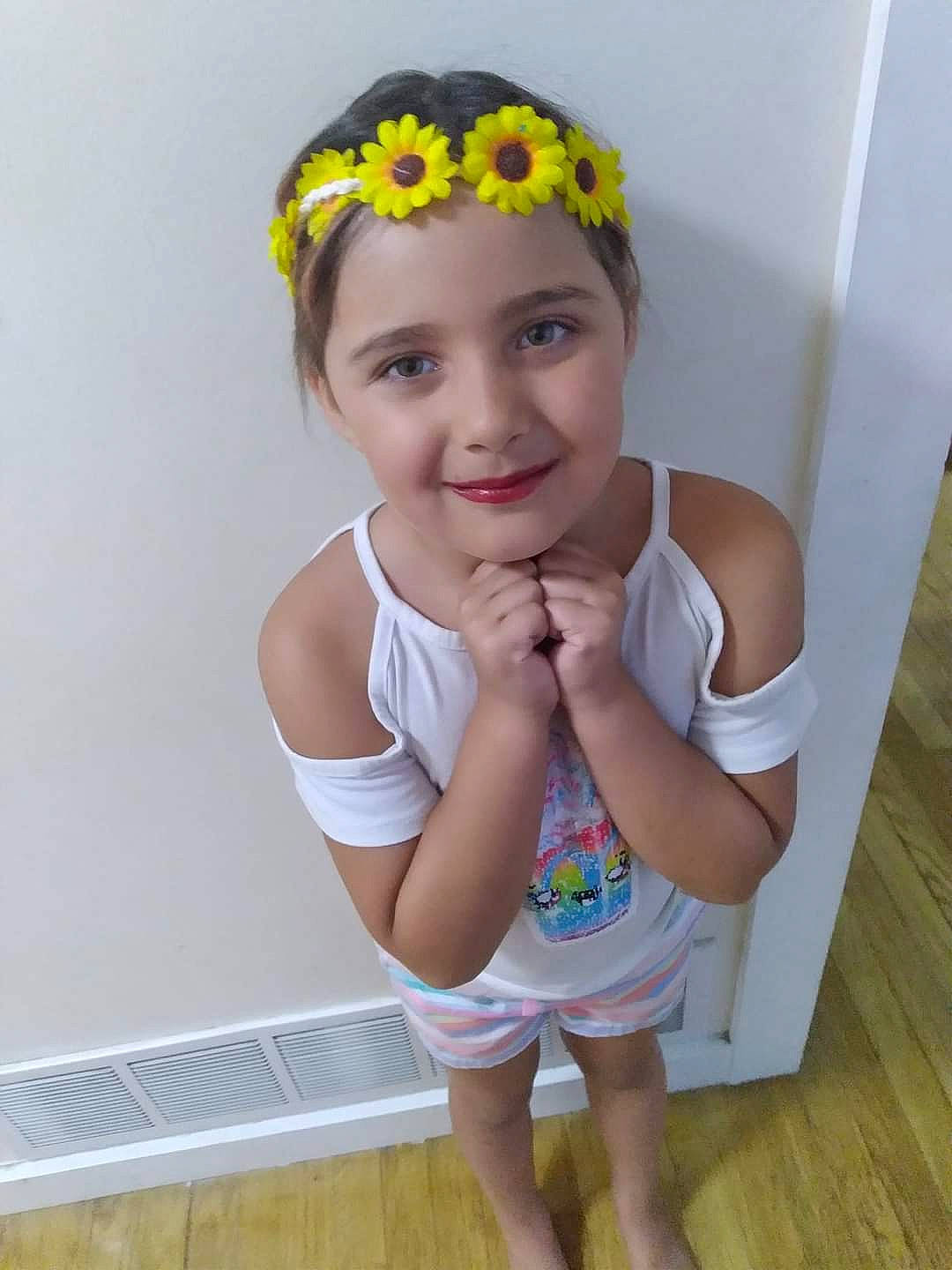 Sofie joined the competition — help win amazing prizes! baby_toddler_clothing, child, face, facial_expression, fashion_accessory, flash_photography, flower, hair_accessory, happy, head, headband, headgear, headpiece, headwear, jewellery, joy, person, petal, skin, sleeve