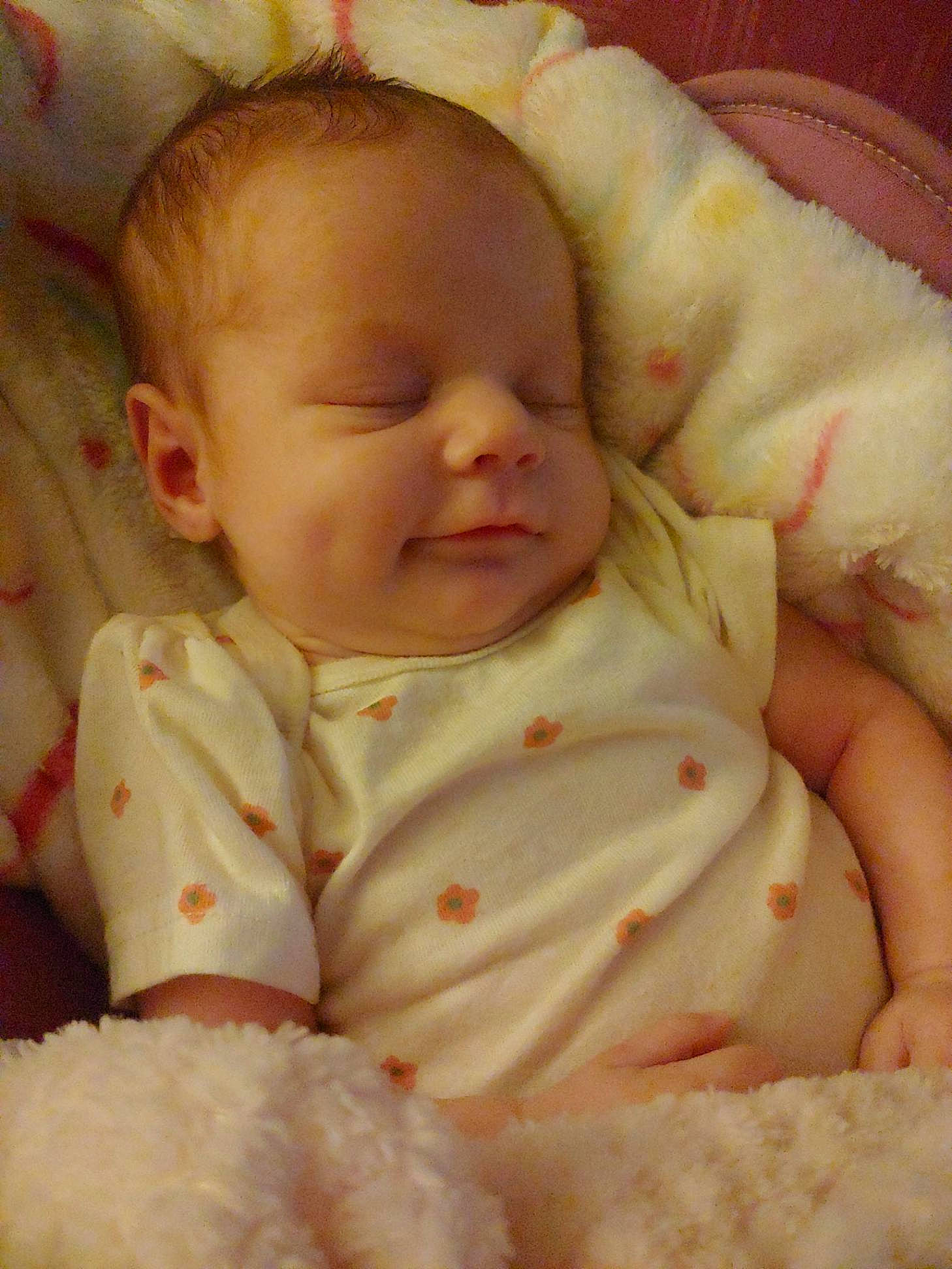 Alayna joined the competition — help win amazing prizes! baby, baby_toddler_clothing, carmine, cheek, child, chin, comfort, face, head, linens, pattern, peach, person, pink, product, skin, sleeve, textile, toddler