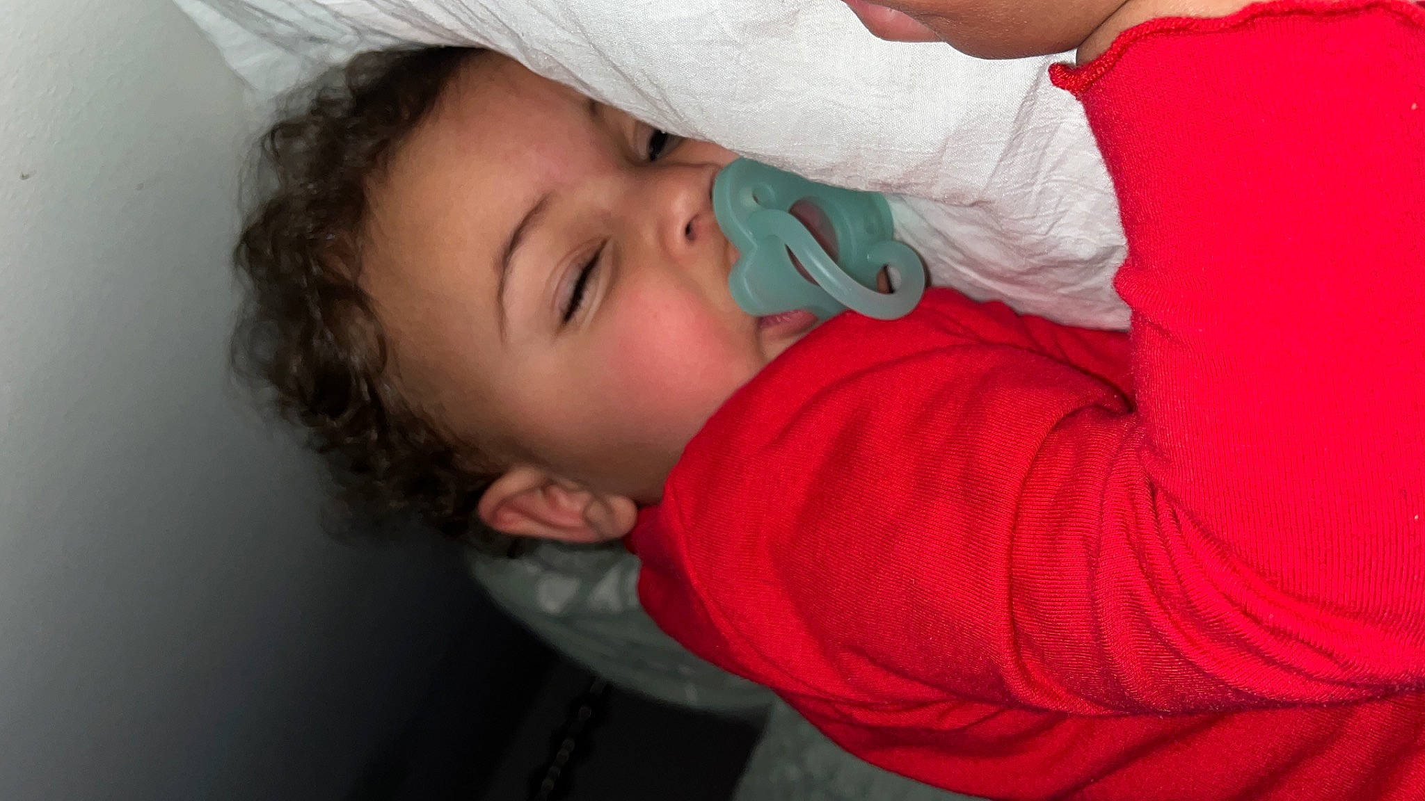 Ayla is registered to the contest to win money with this photo: baby, baby_toddler_clothing, cap, cheek, child, comfort, eye, eyelash, fun, happy, lip, mouth, neck, nose, person, room, skin, sleep, sleeve, smile