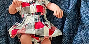 Brilynn joined the competition — help win amazing prizes! baby, bare_legs, blue_blanket, child, curious_expression, cute, dress, face, foot, head, indoors, infant, lying_down, newborn, patterned_clothing, person, portrait, skin, small_hands, soft_fabric