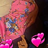 Miauna is registered to the contest to win money with this photo: baby, infant, sleeping, wrapped, blanket, headwrap, pink, floral, person, hand, black_clothing, indoor, carpet, floor, emojis, heart_emoji, finger_crossed_emoji, love, cute, resting