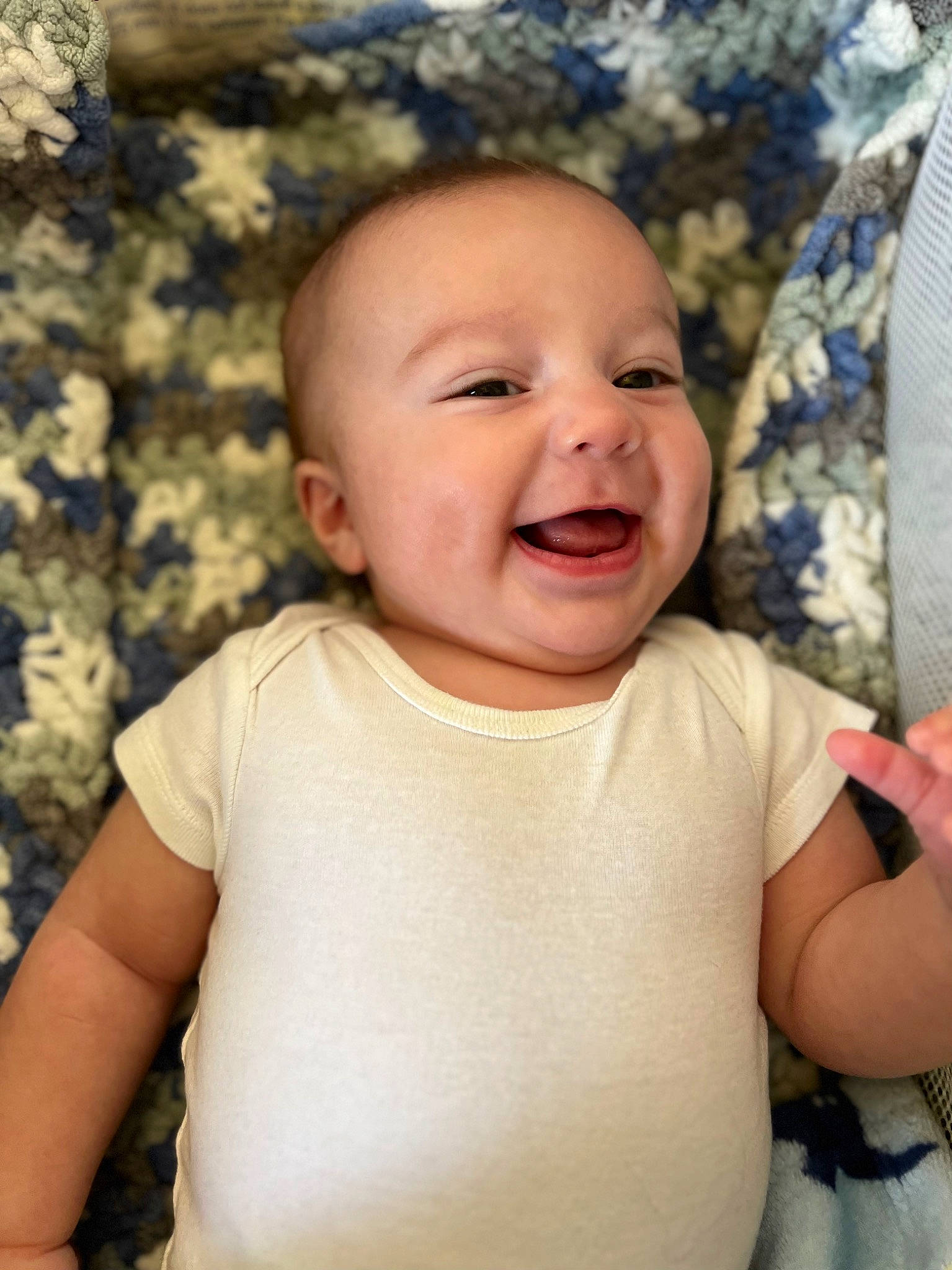 Jaxx joined the competition — help win amazing prizes! baby, baby_toddler_clothing, blue, cheek, chin, eye, face, flash_photography, gesture, happy, head, iris, lip, mouth, nose, person, pink, skin, sleeve, smile