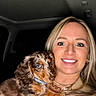 Milo joined the competition — help win amazing prizes! woman, dog, puppy, dachshund, blue_eyes, smiling, portrait, indoor, car_interior, blonde_hair, gold_jewelry, nose_ring, casual_clothing, pet, cute, holding, close_up, friendly, happy, animal