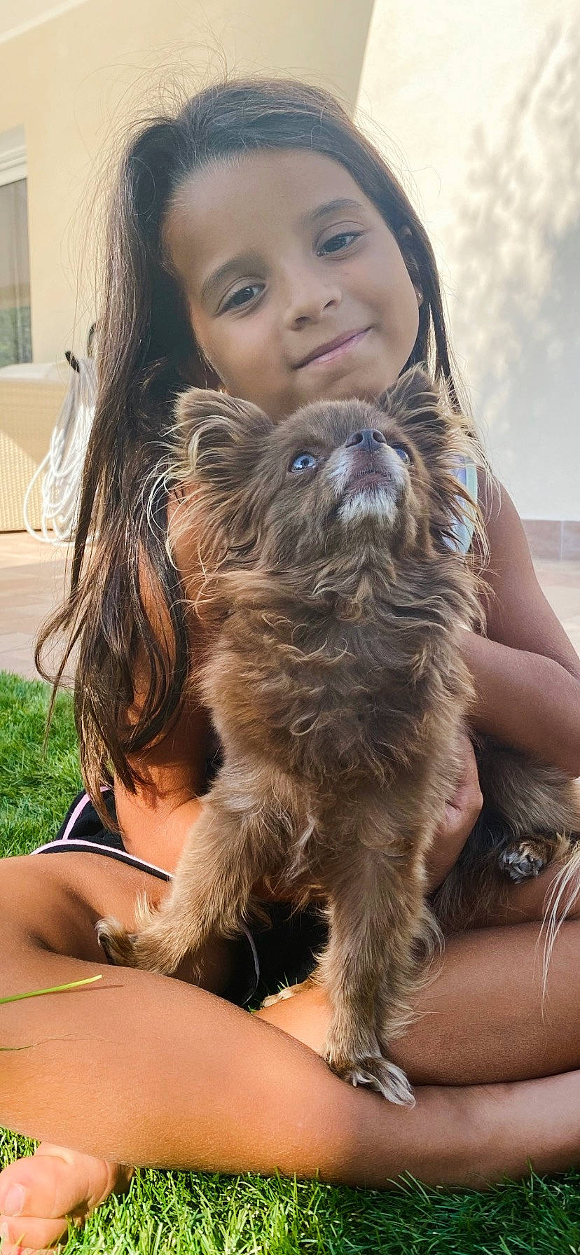 Ella participe au concours pour gagner de l'argent avec cette photo : blond, canidae, carnivore, cloud, companion_dog, dog, dog_breed, fawn, fur, happy, joy, liver, person, sitting, sky, small_terrier, smile, snout, sporting_group, terrier