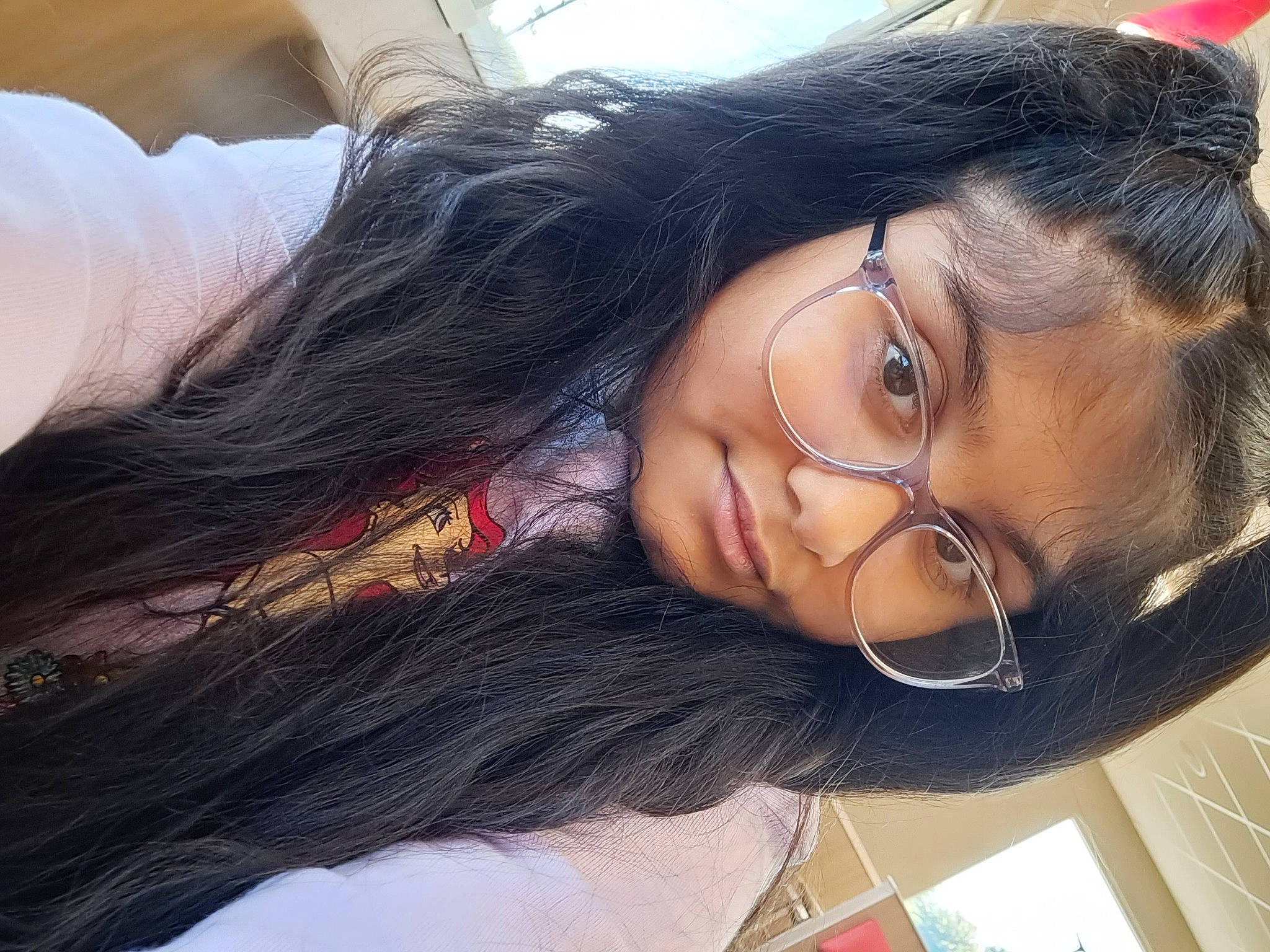 Eva joined the competition — help win amazing prizes! bangs, black_hair, brown_hair, eyebrow, eyelash, eyewear, fashion_accessory, flash_photography, glasses, happy, jaw, layered_hair, lip, long_hair, neck, nose, person, skin, smile, step_cutting