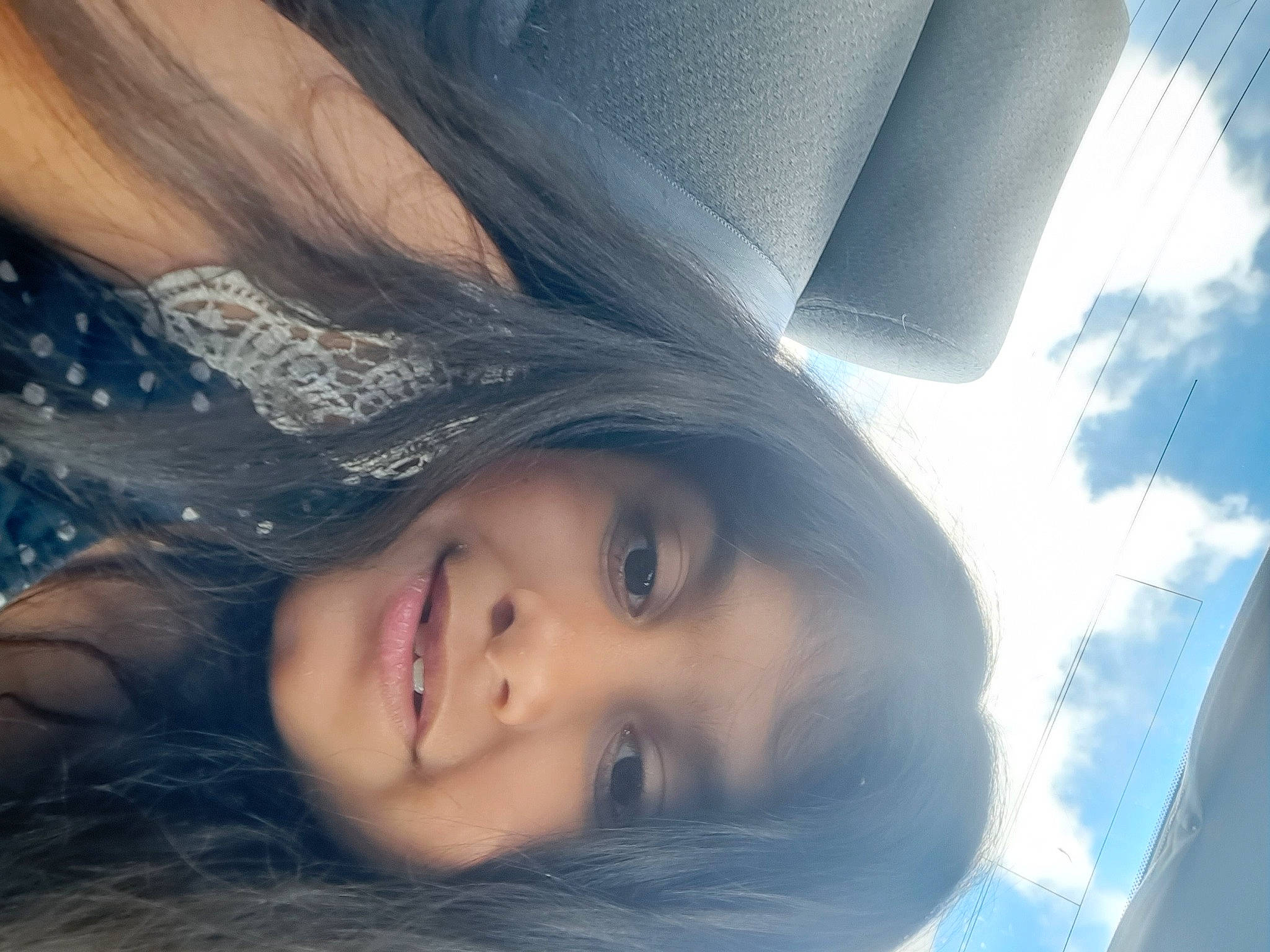 Eva is registered to the contest to win money with this photo: beauty, black_hair, cloud, cool, eye, eyelash, flash_photography, hair, happy, joy, lip, long_hair, mouth, nose, organ, person, plant, selfie, sky, smile